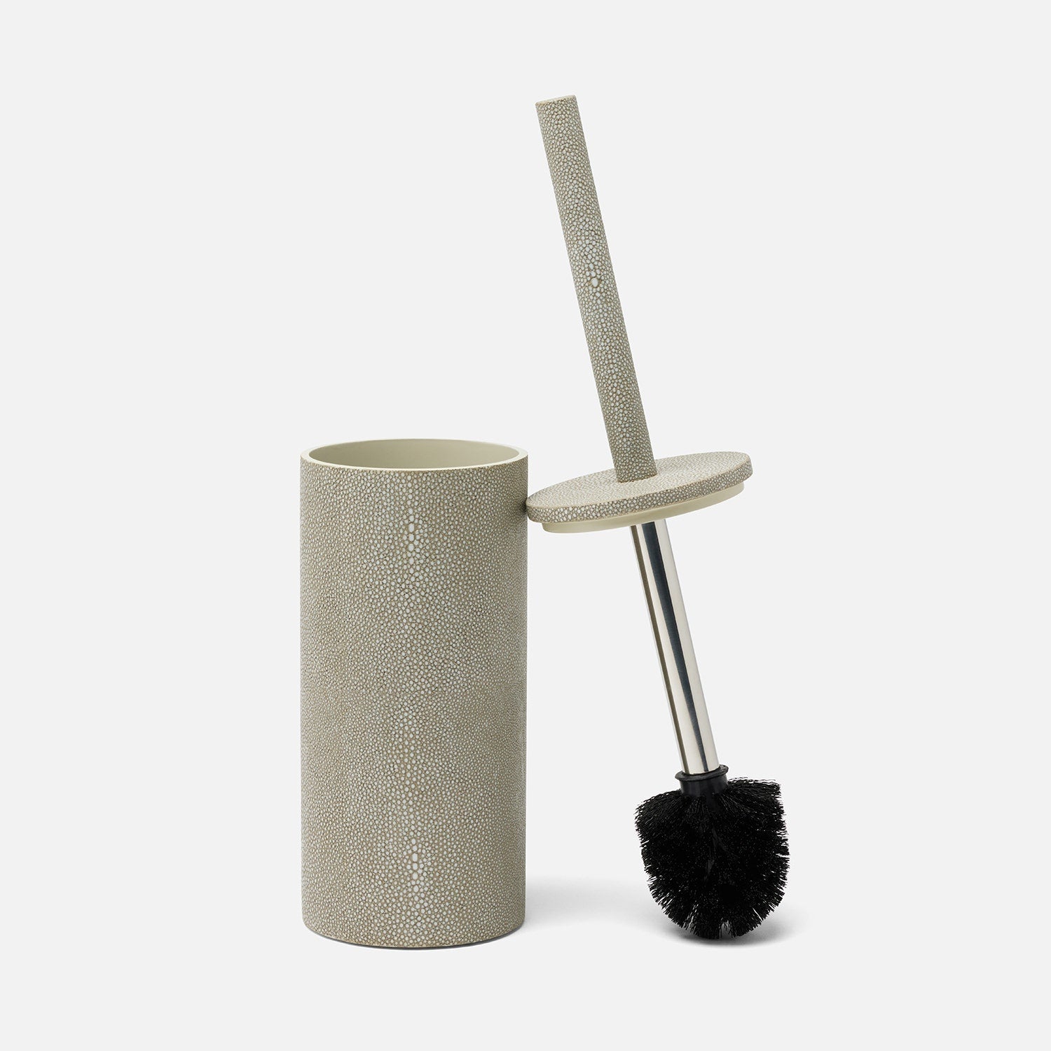 Manchester, Sand, Toilet Brush Holder, Round, Realistic Faux Shagreen