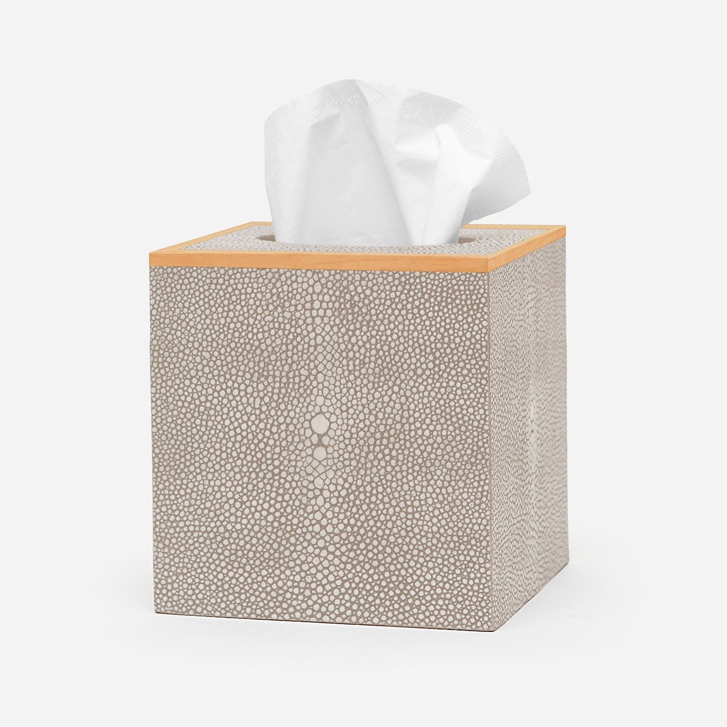 Manchester, Sand, Tissue Box, Square Straight, Realistic Faux Shagreen
