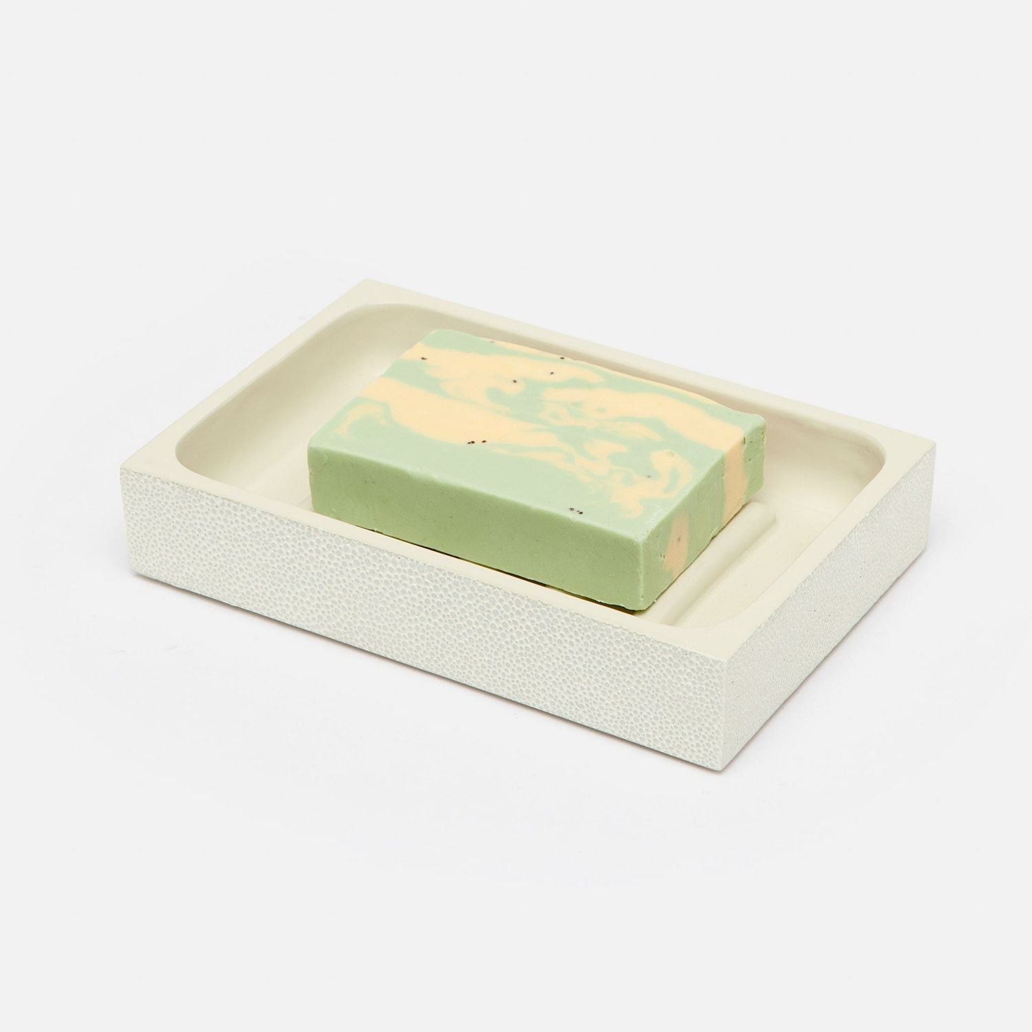 Manchester, Snow, Soap Dish, Rectangular Straight, Realistic Faux Shagreen