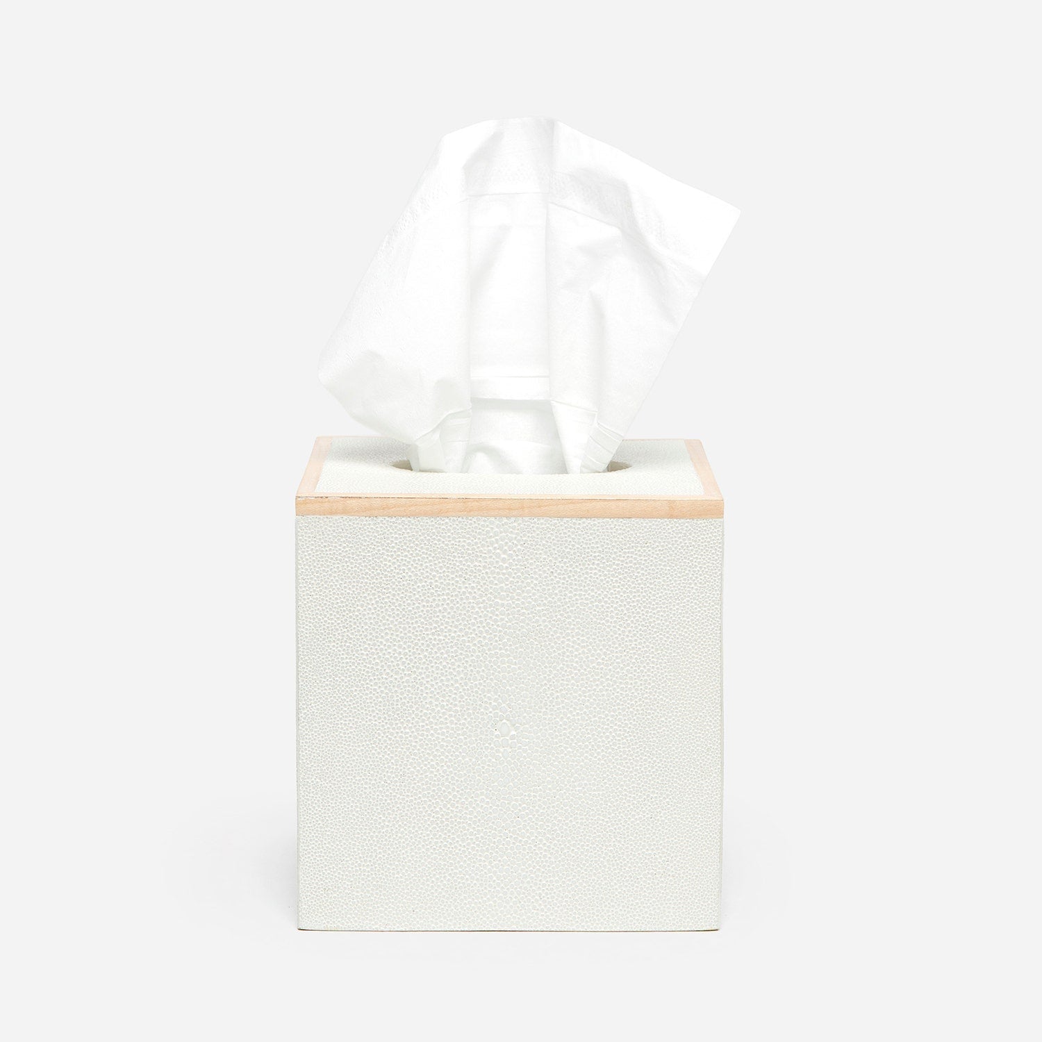 Manchester, Snow, Tissue Box, Square Straight, Realistic Faux Shagreen