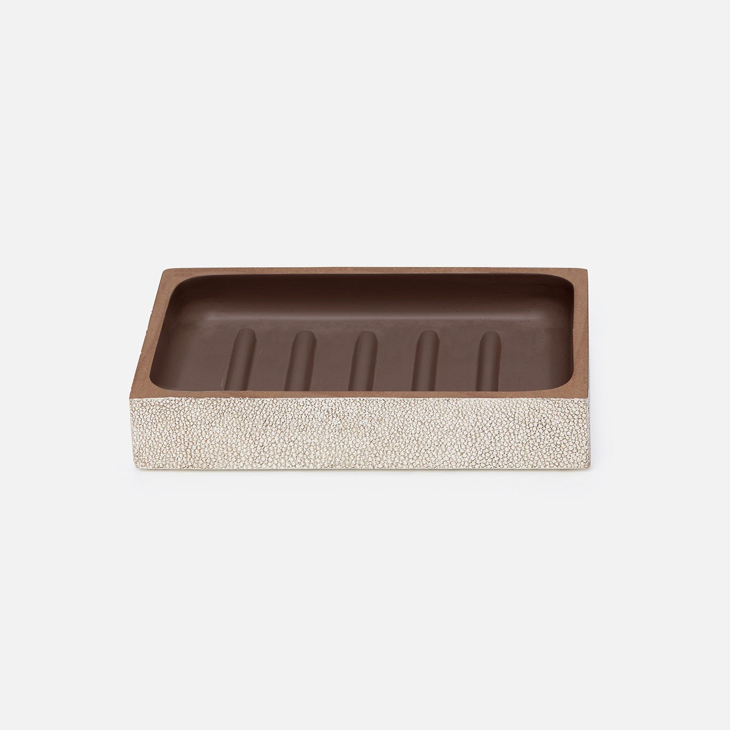 Manchester, Warm Silver, Soap Dish, Rectangular Straight, Realistic Faux Shagreen