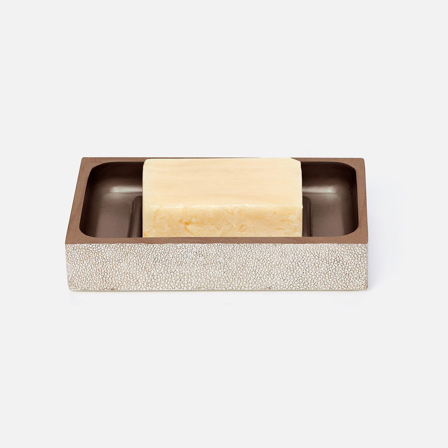 Manchester, Warm Silver, Soap Dish, Rectangular Straight, Realistic Faux Shagreen