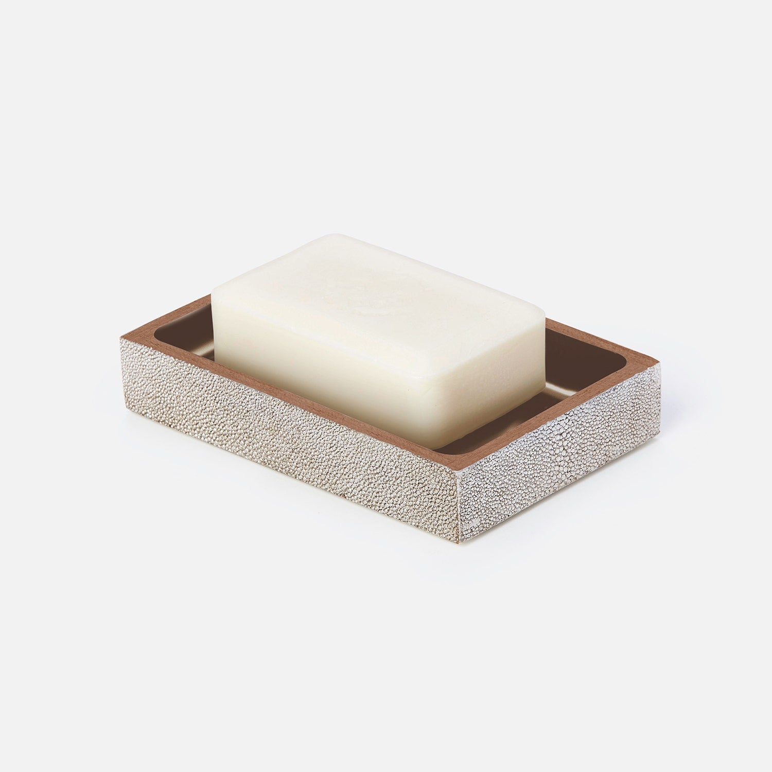 Manchester, Warm Silver, Soap Dish, Rectangular Straight, Realistic Faux Shagreen