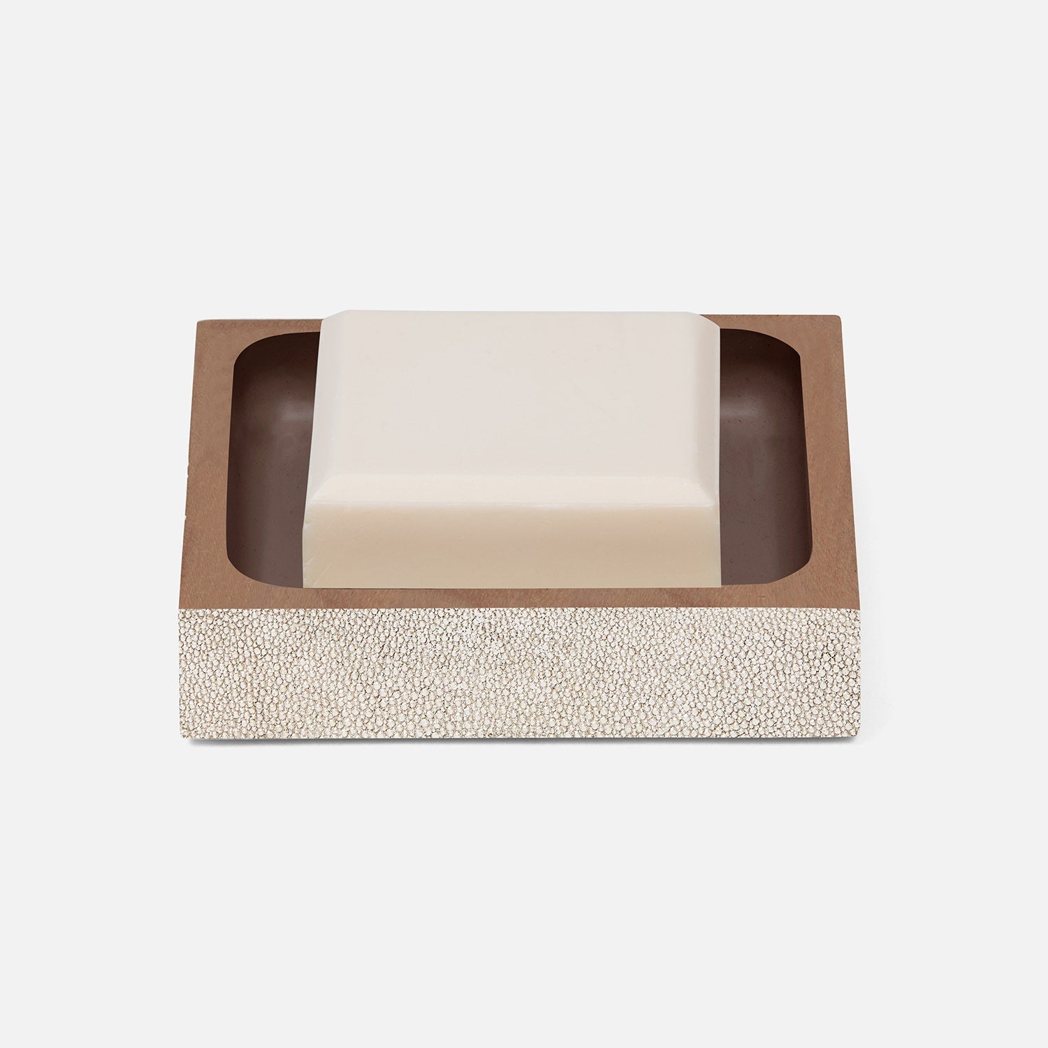Manchester, Warm Silver, Soap Dish, Square Straight, Realistic Faux Shagreen