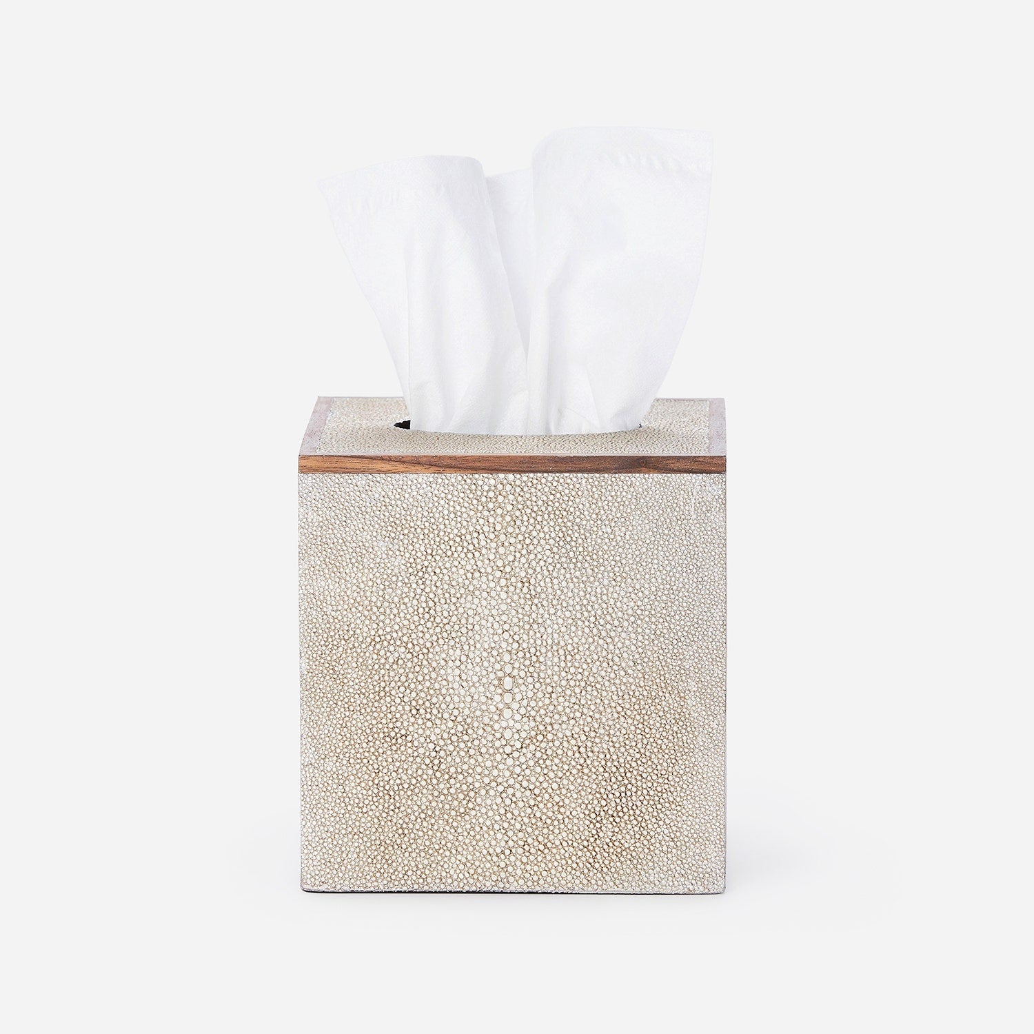 Manchester, Warm Silver, Tissue Box, Square Straight, Realistic Faux Shagreen