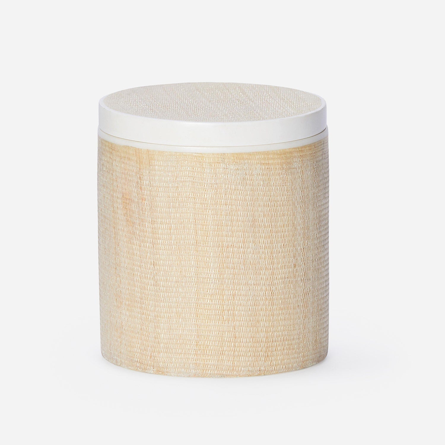 Maranello, Beige/White, Canister, Round, Abaca/Resin