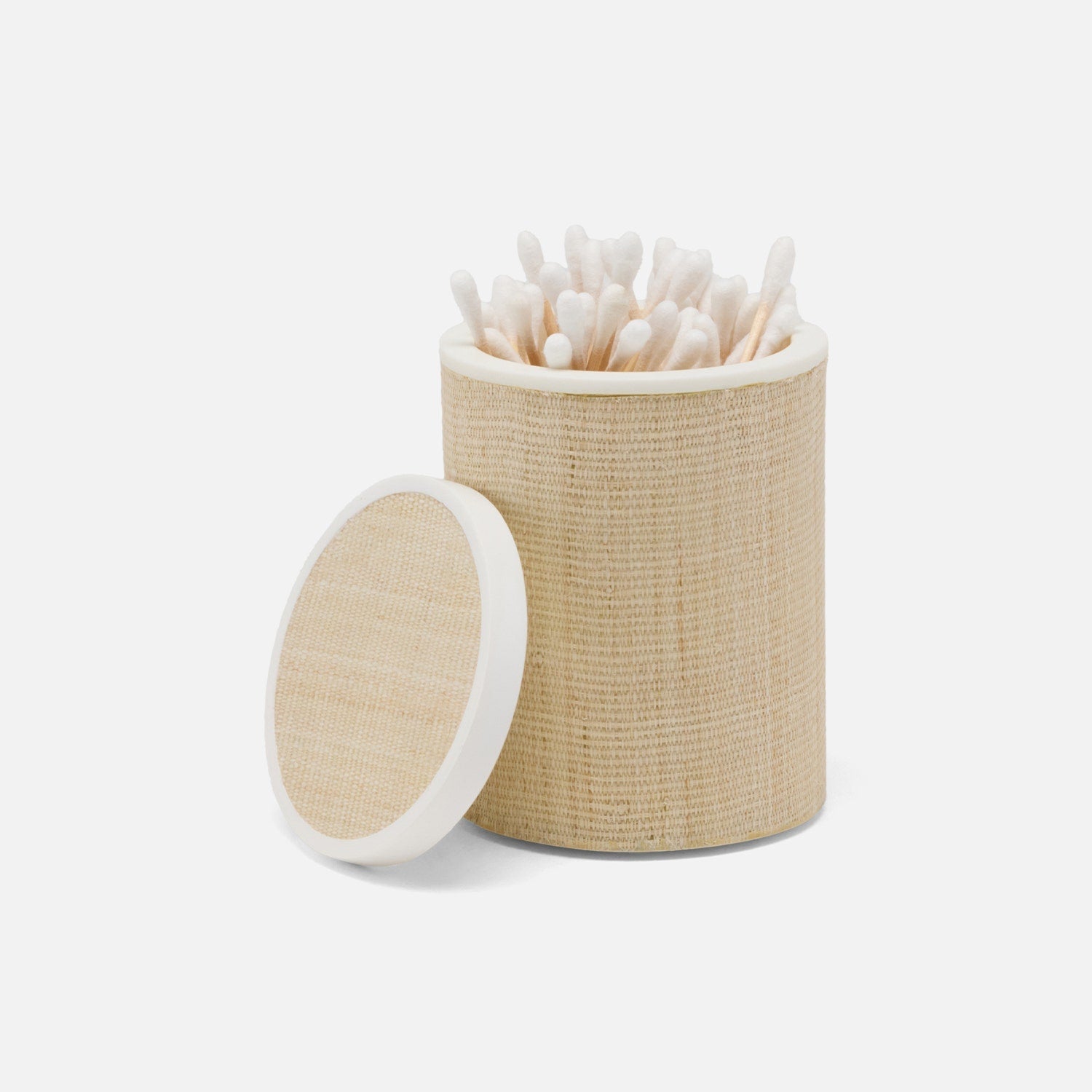 Maranello, Beige/White, Canister, Round, Small, Abaca/Resin