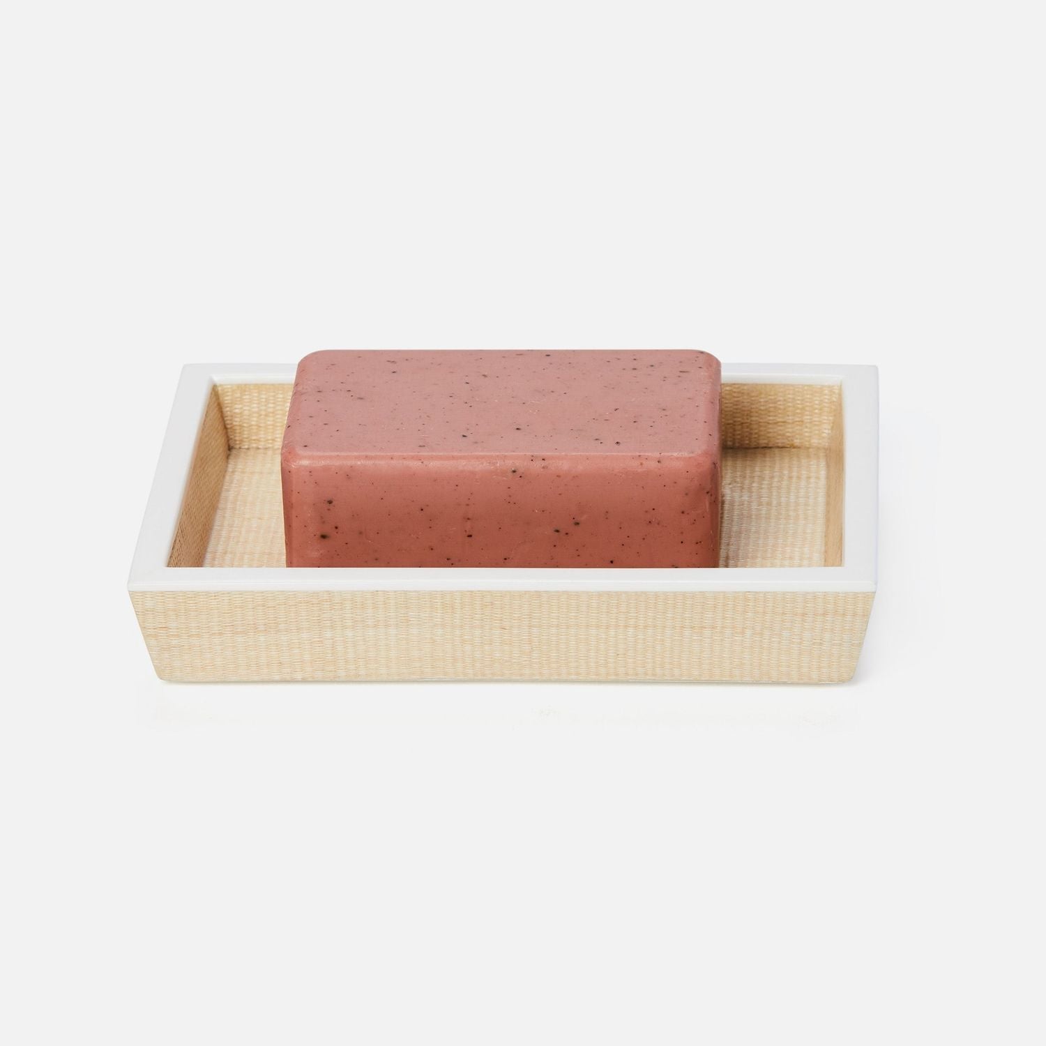 Maranello, Beige/White, Soap Dish, Rectangular Tapered, Abaca/Resin