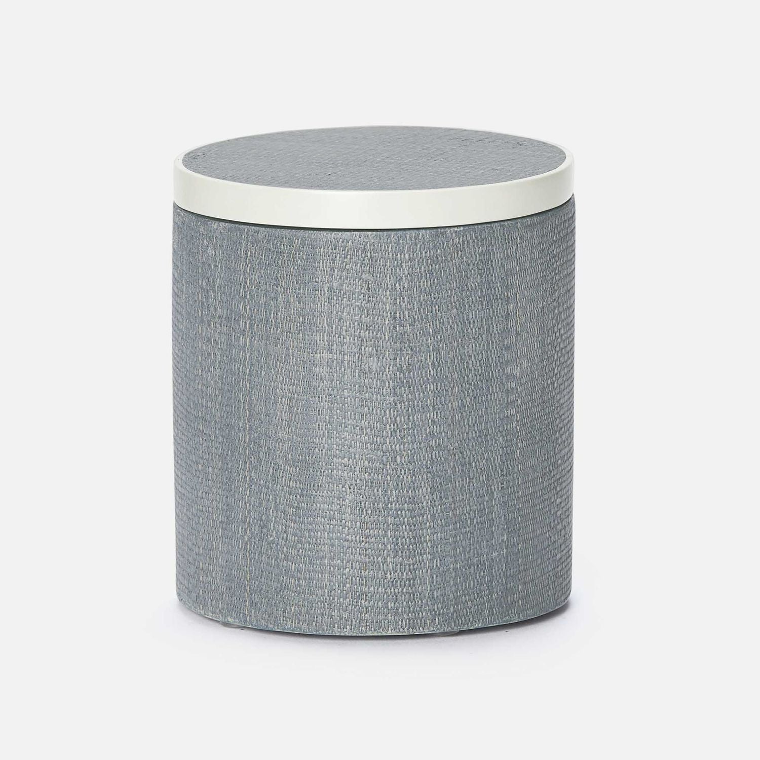 Maranello, Steel Blue/White, Canister, Round, Abaca/Resin