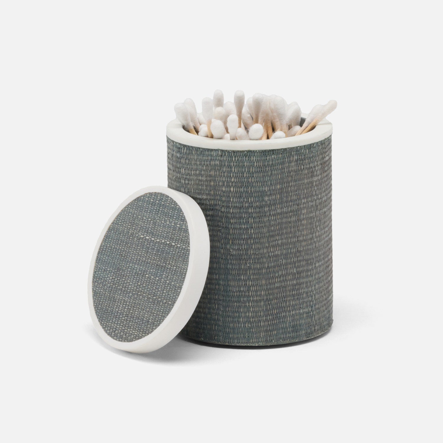 Maranello, Steel Blue/White, Canister, Round, Small, Abaca/Resin