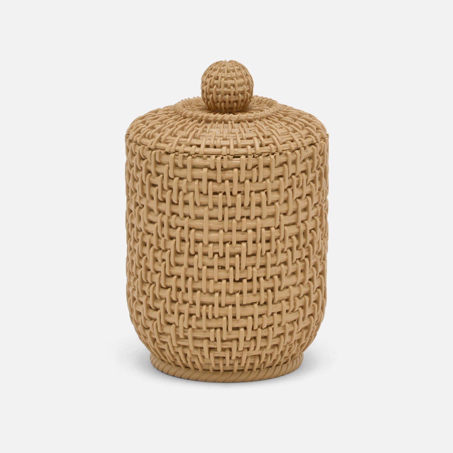 Nantes, Natural, Woven Textured, Canister, Round, Small, Resin