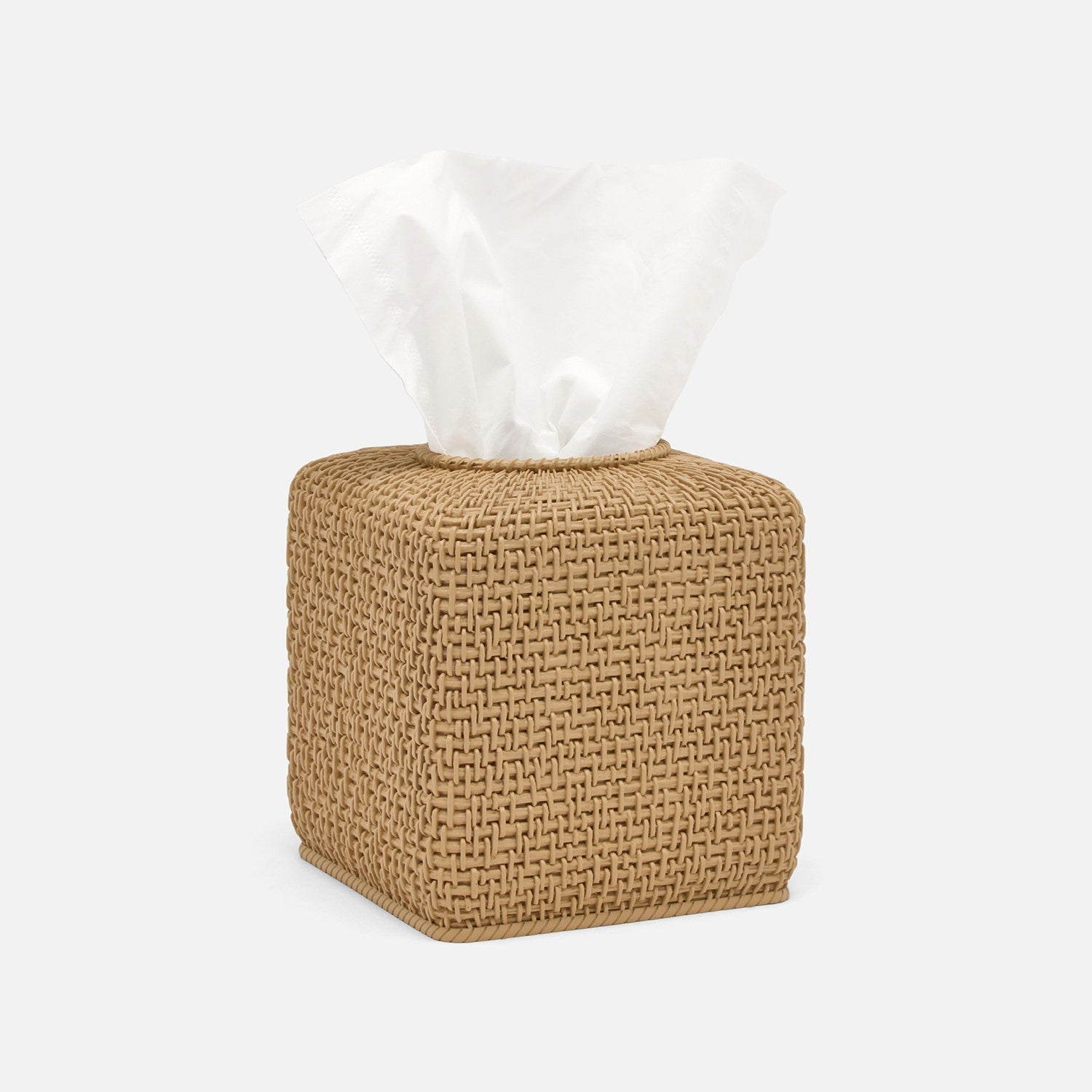 Nantes, Natural, Woven Textured, Tissue Box, Square Straight, Resin