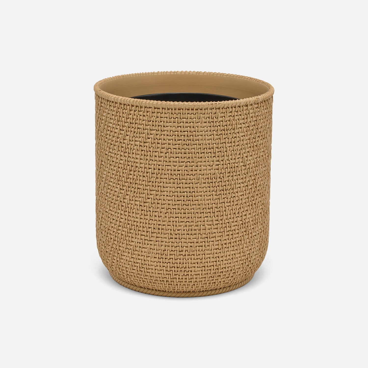 Nantes, Natural, Woven Textured, Wastebasket, Round, Resin
