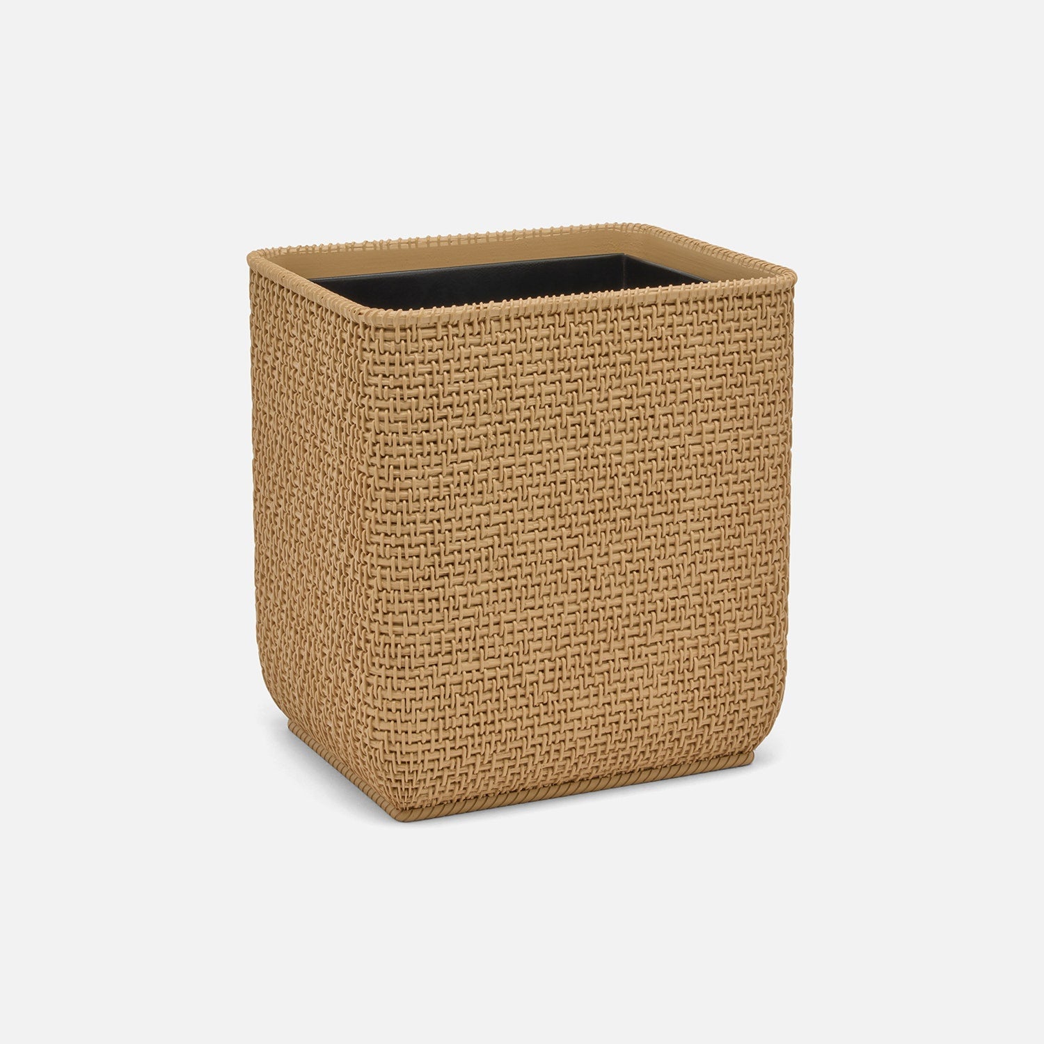 Nantes, Natural, Woven Textured, Wastebasket, Rectangular Tapered, Resin