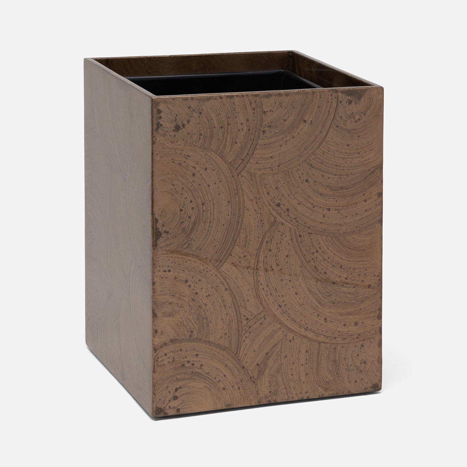 Navagio, Mocha, Wastebasket, Square Straight, Spiral Burl Resin