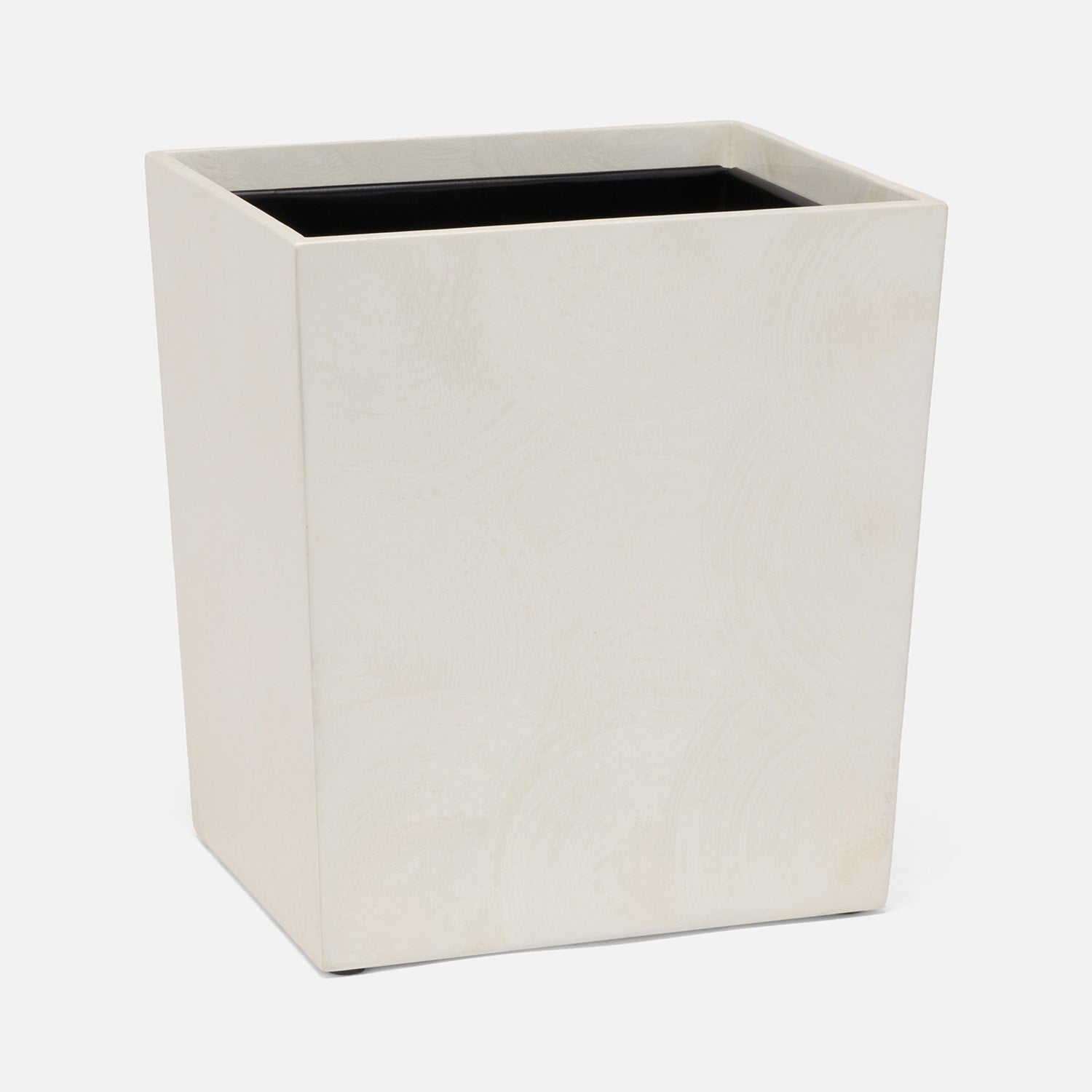 Navagio, White, Wastebasket, Rectangular Tapered, Spiral Burl Resin