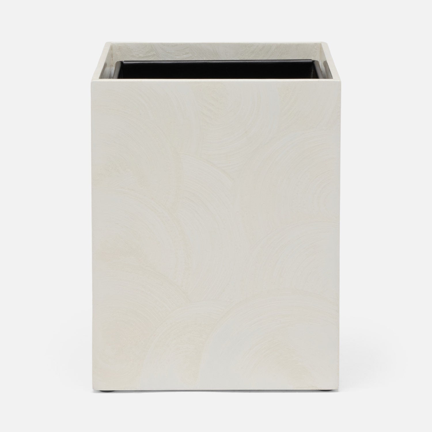 Navagio, White, Wastebasket, Square Straight, Spiral Burl Resin