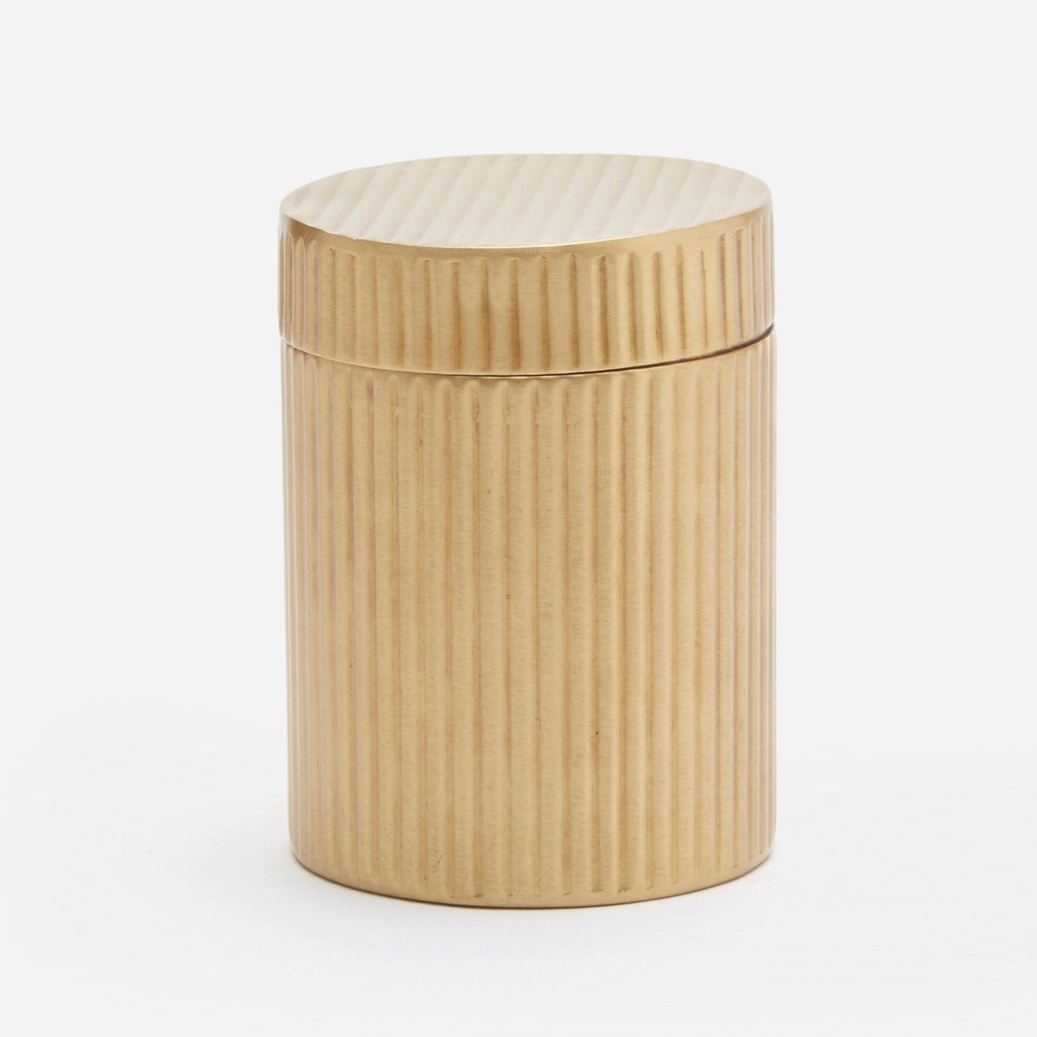 Redon, Antique Brass, Canister, Small, Round, Ribbed Metal