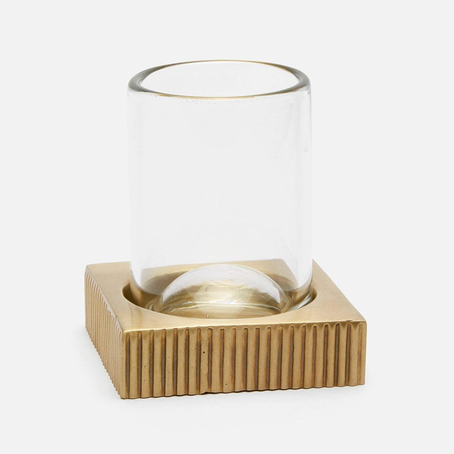 Redon, Antique Brass, Tumbler Set, Square Straight, Ribbed Metal, M/2