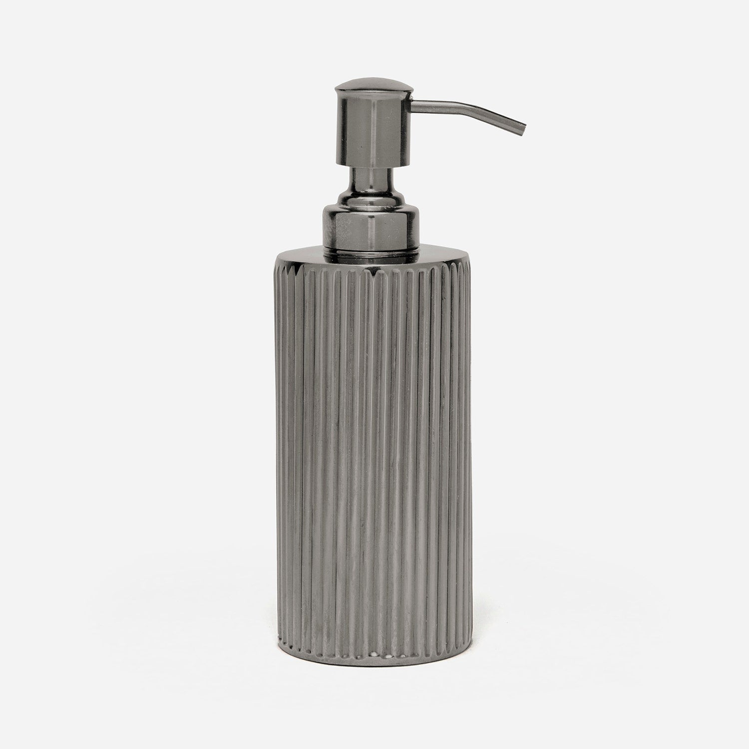 Redon, Black Nickel, Soap Pump, Round Straight, Ribbed Metal
