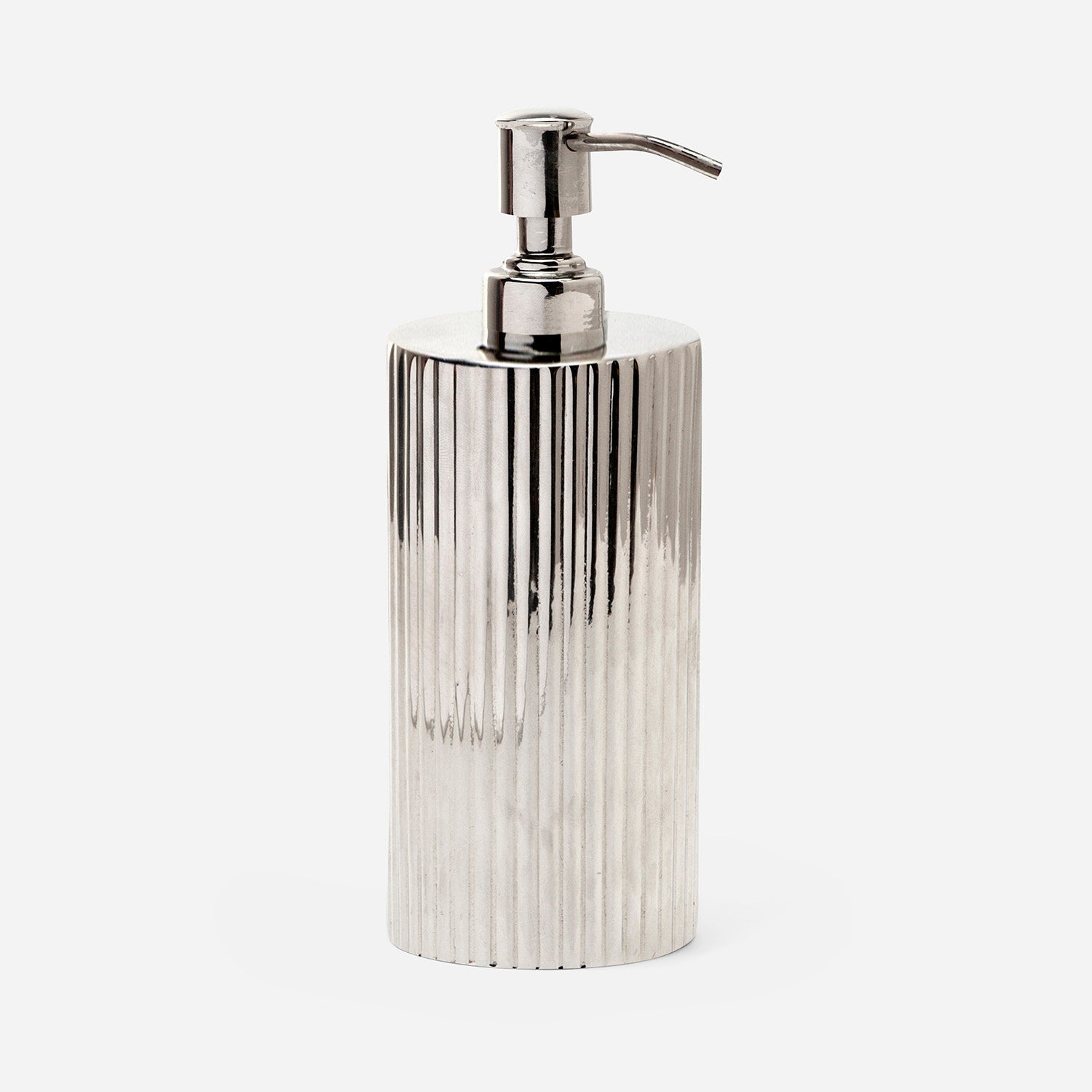 Redon, Shiny Nickel, Xl Soap Pump, Ribbed Metal