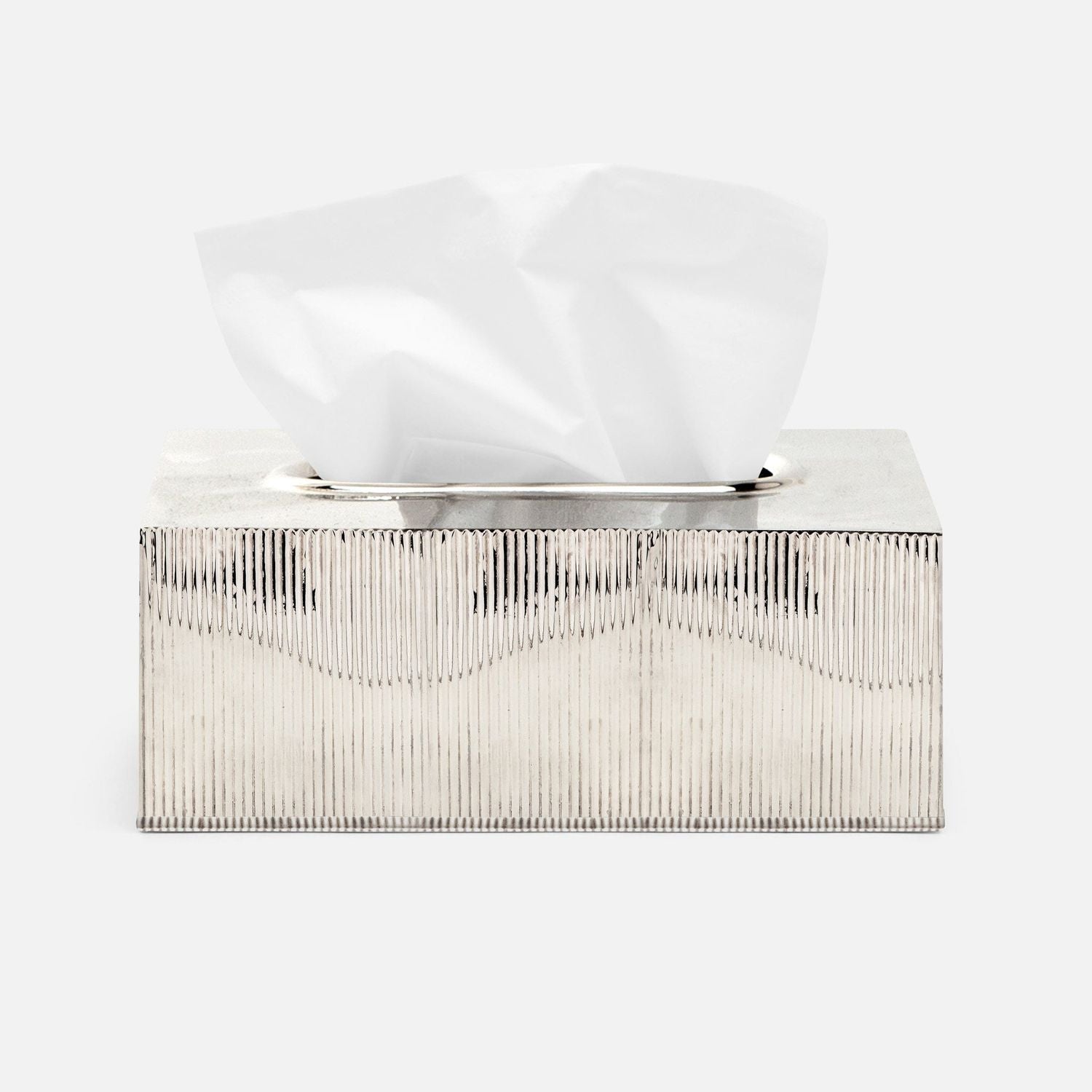 Redon, Shiny Nickel, Tissue Box, Rs, Ribbed Metal