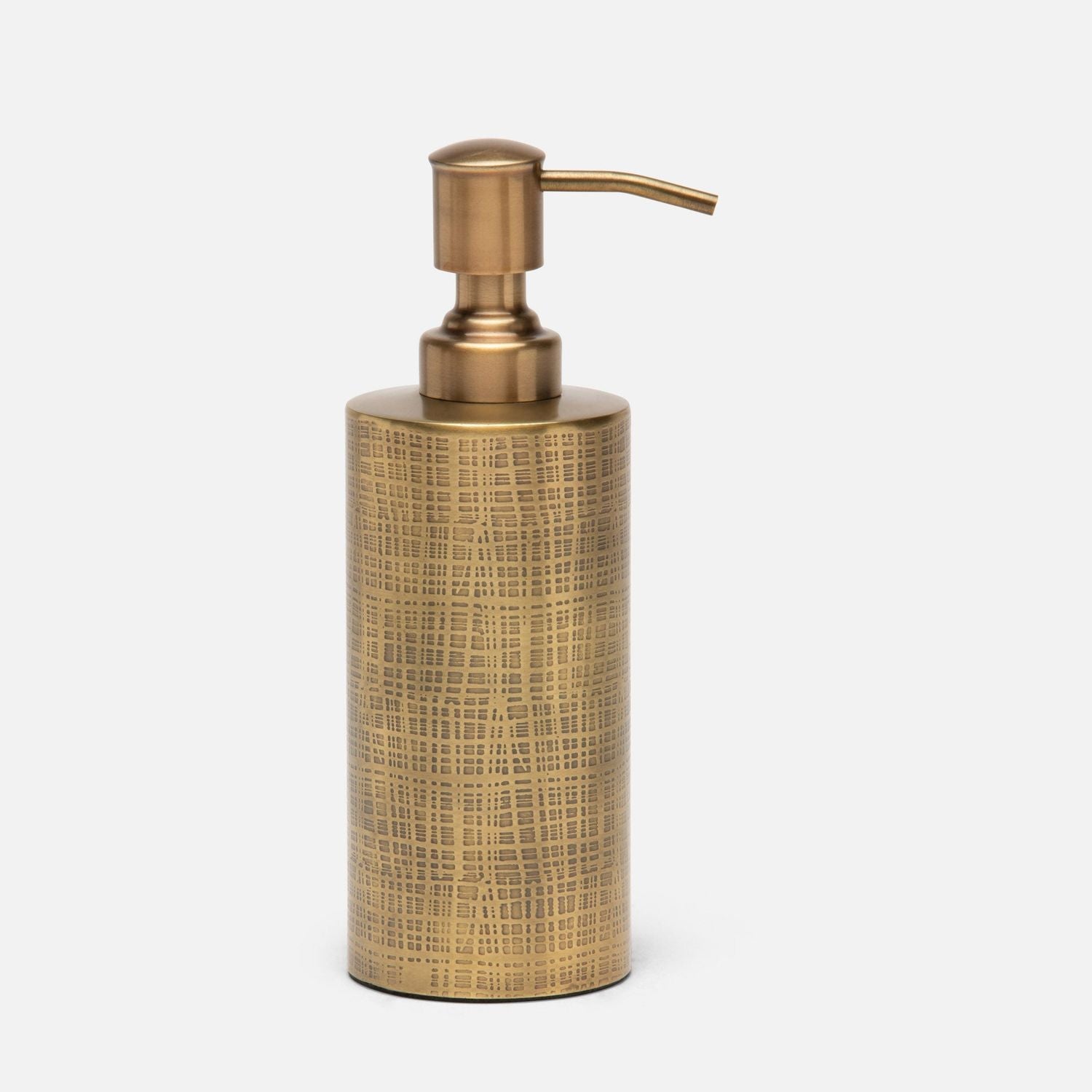 Remy, Antique Brass, Soap Pump, Round, Textured Stainless Steel