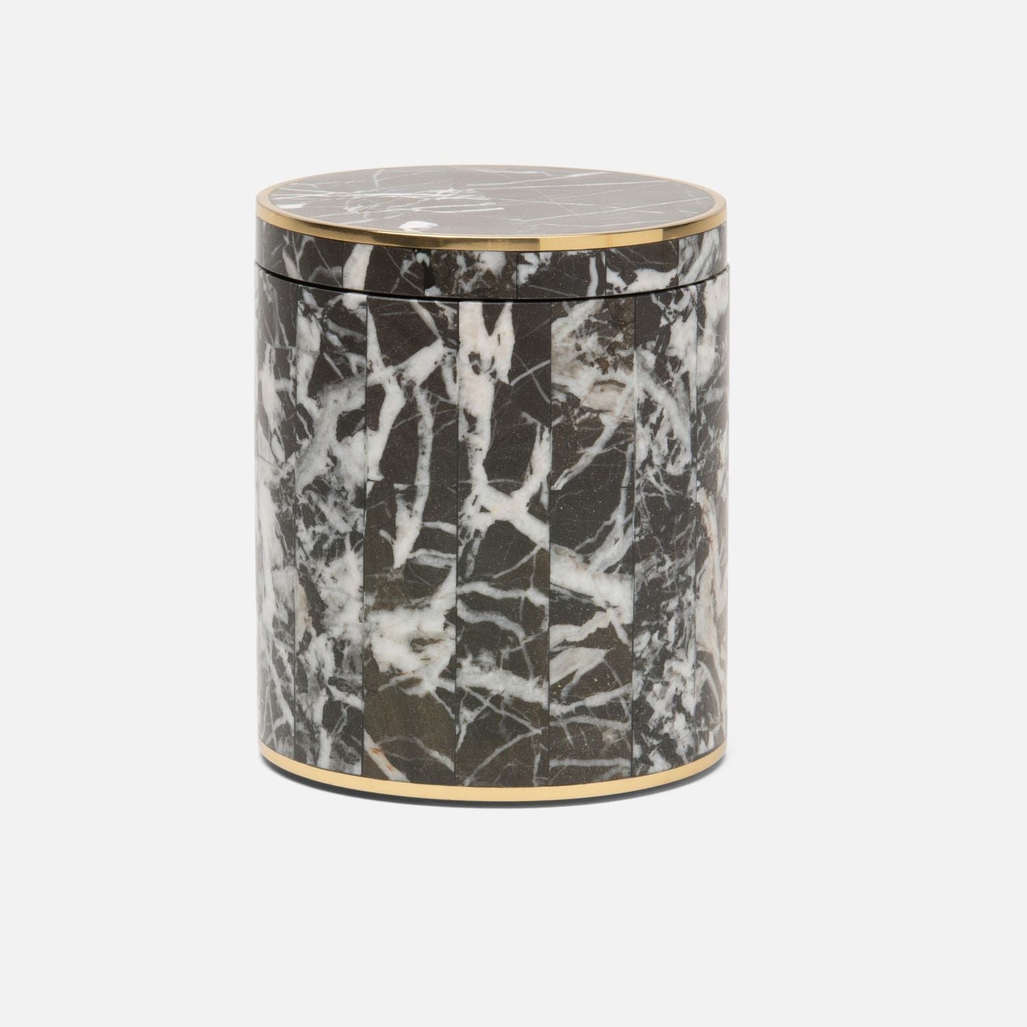 Rhodes, Nero, Canister, Round, Marble With Brass