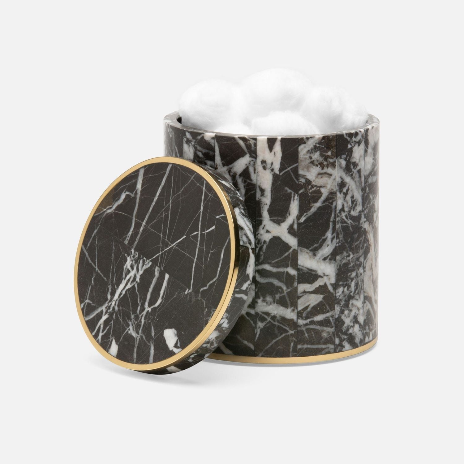 Rhodes, Nero, Canister, Round, Marble With Brass