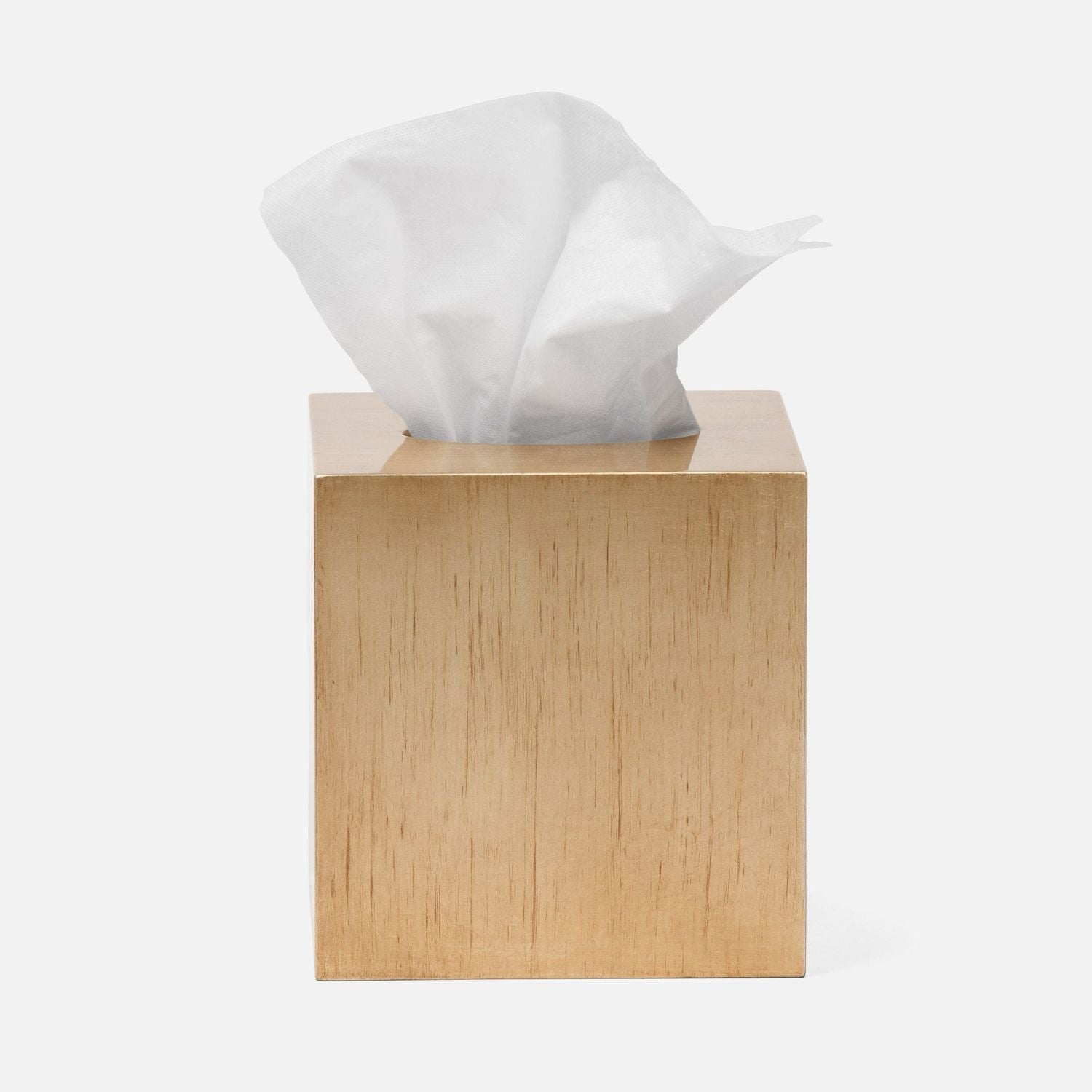 Tanlay, Antiqued Gold, Tissue Box, Square Straight, Leaf