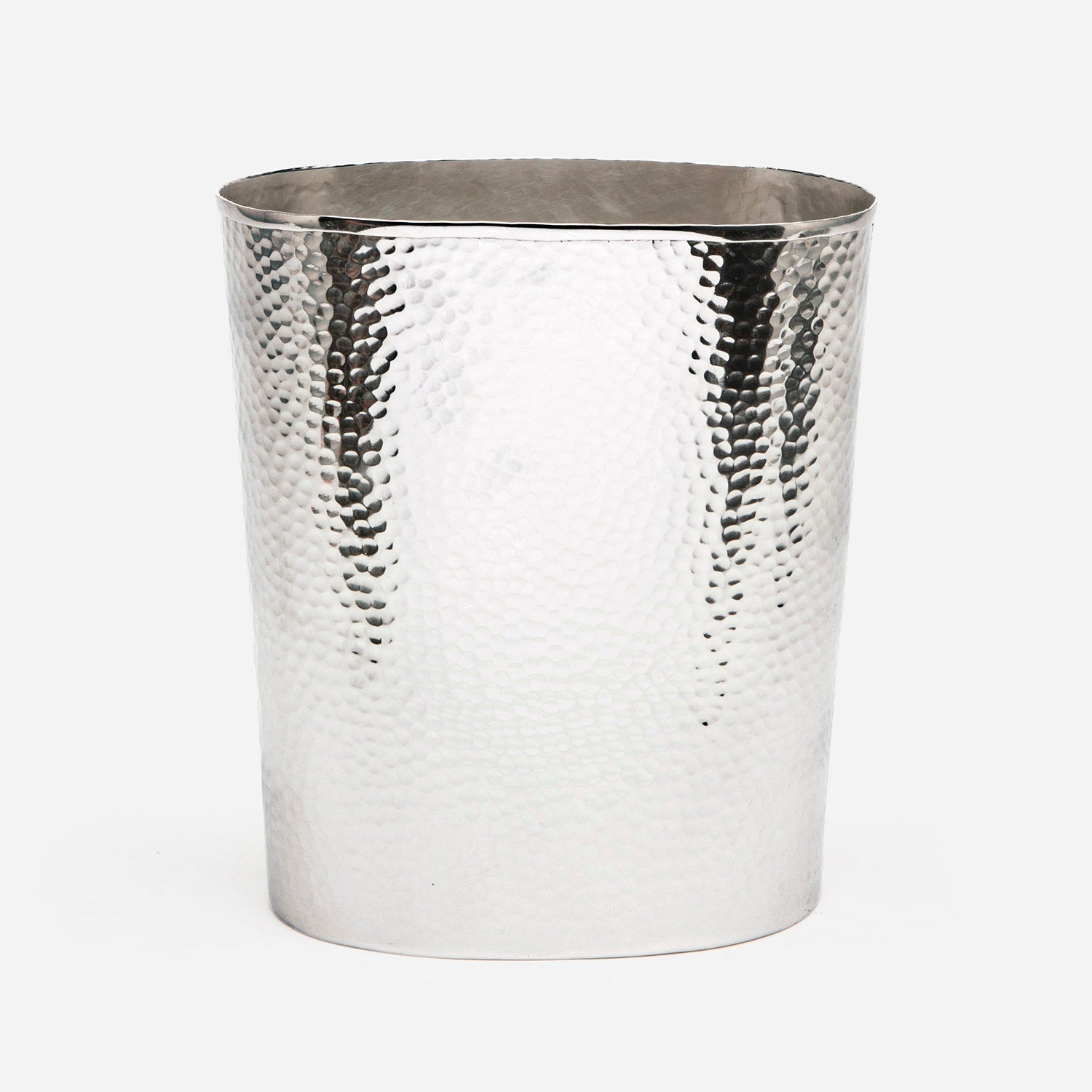 Verum, Shiny Nickel, Wastebasket, Oval, Hammered Metal