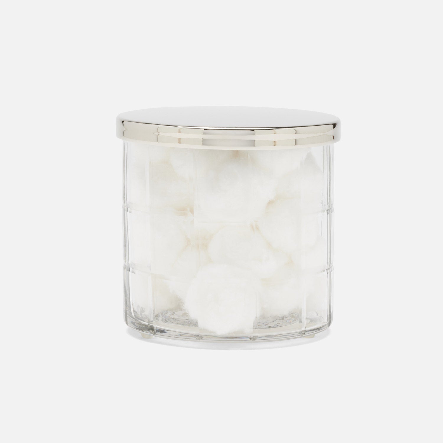 Argos, Clear, Canister, Round, Large, Glass W/Nickel Trim