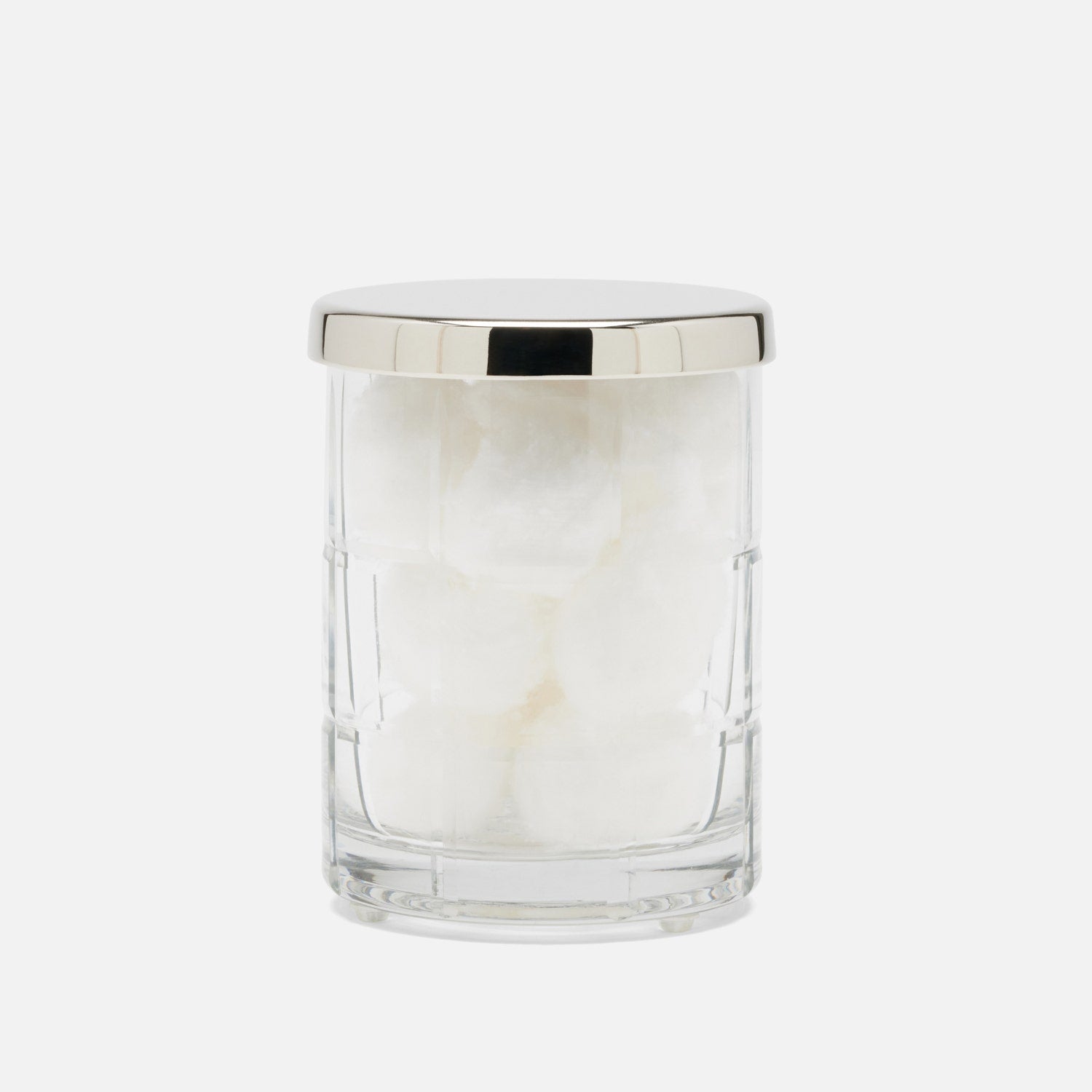 Argos, Clear, Canister, Round, Small, Glass W/Nickel Trim