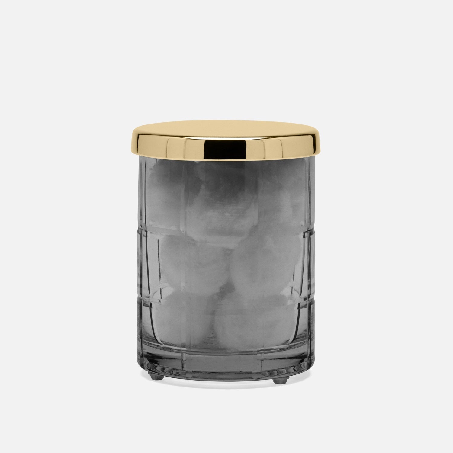 Argos, Smoke, Canister, Round, Small, Glass W/Brass Trim