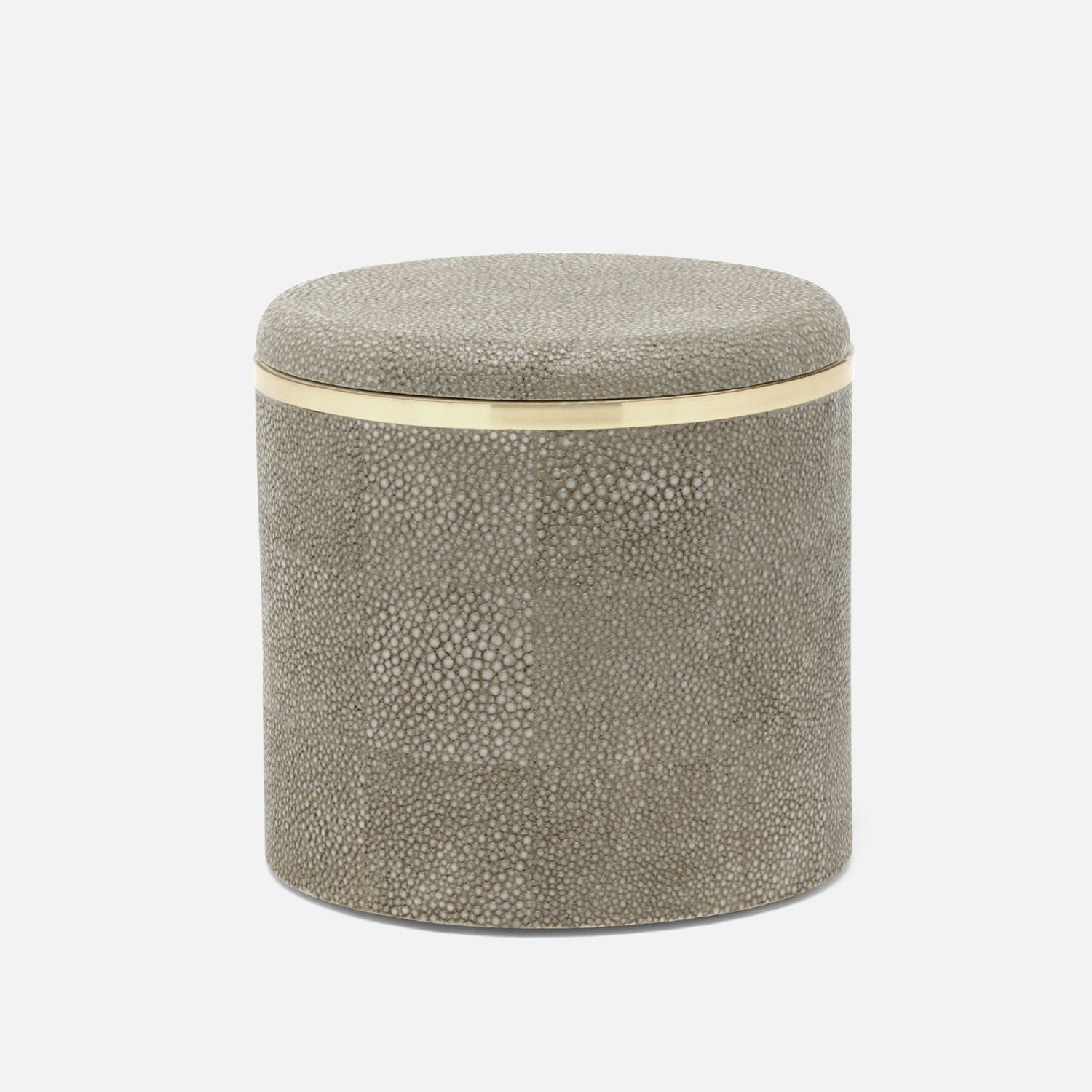 Bradford, Sand/Gold, Canister, Large, Round, Realistic Faux Shagreen/Brass