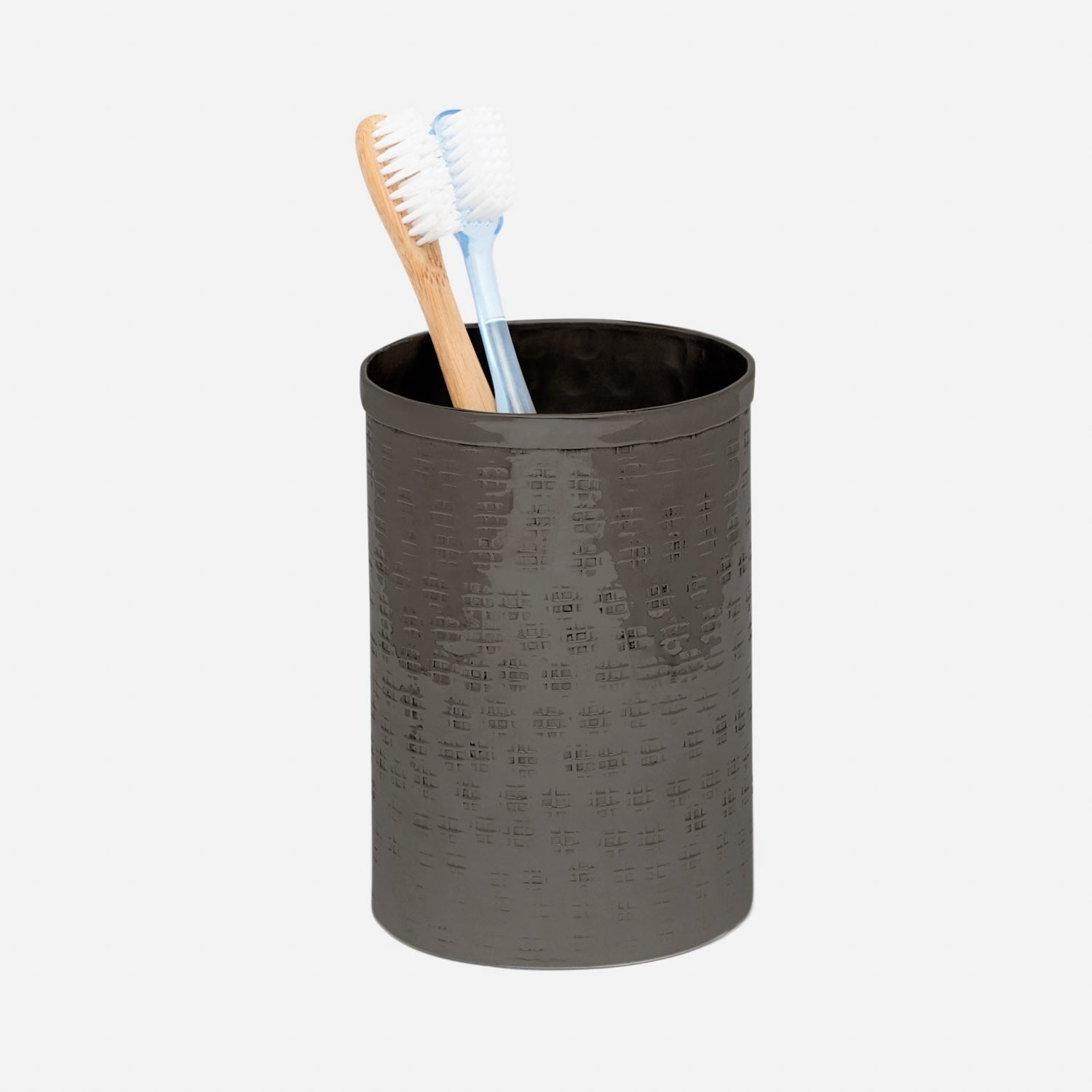 Buren,Black Nickel, Brush Holder, Round, Etched, Metal