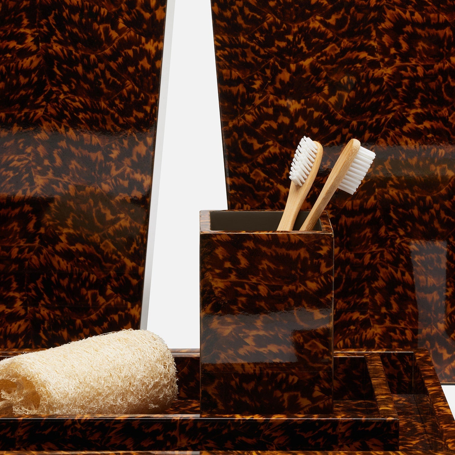 Carmel, High-Gloss, Brush Holder, Faux Tortoise