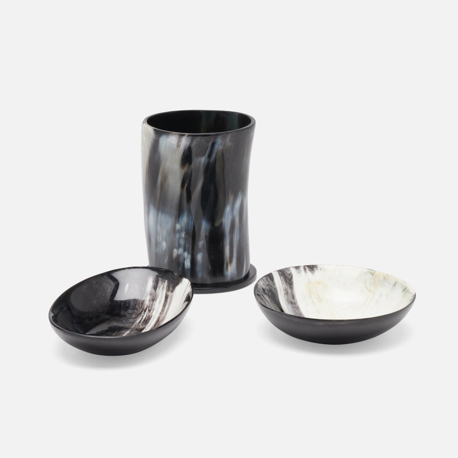 Conway, Black/Natural, Bath Accessory, African Horn, S/3