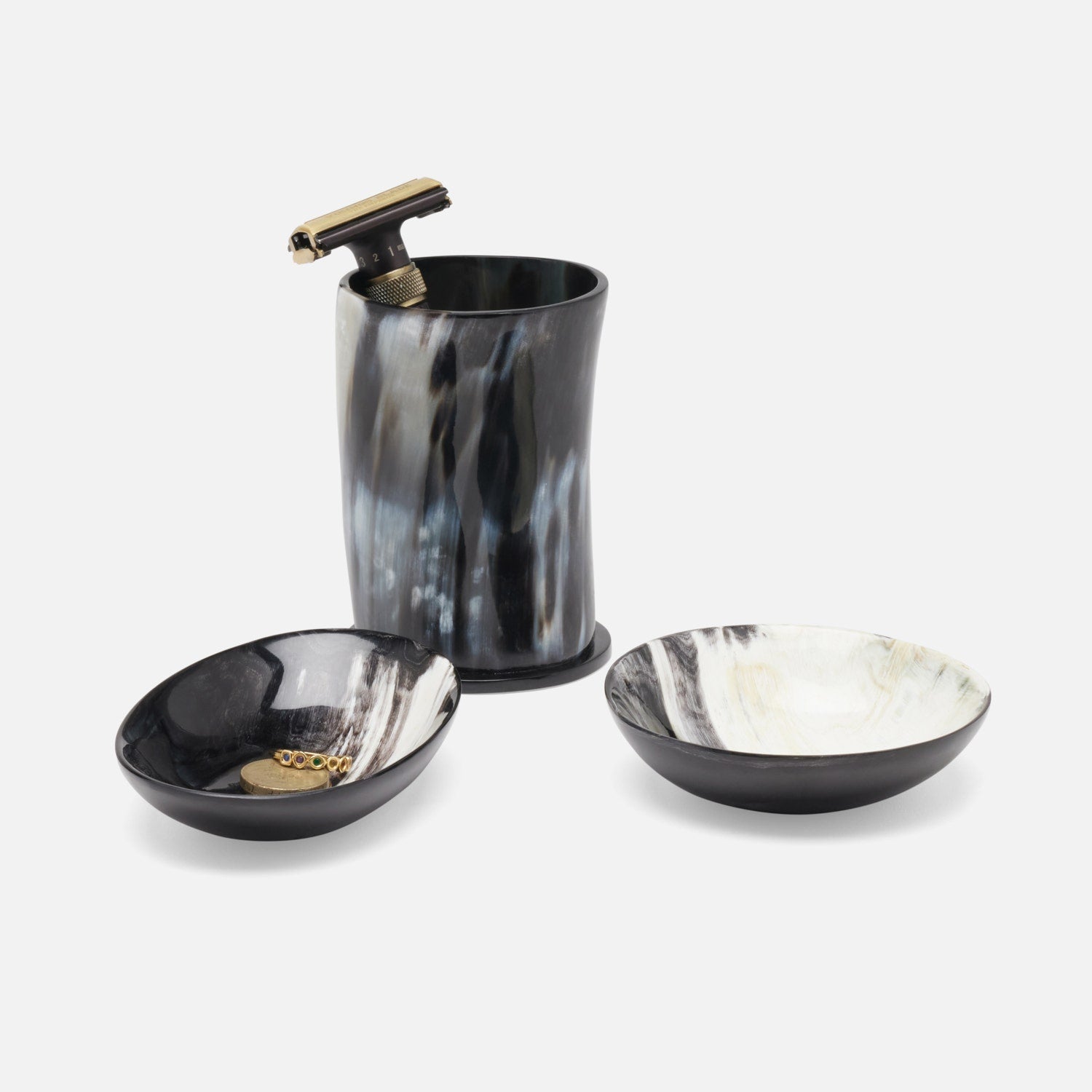 Conway, Black/Natural, Bath Accessory, African Horn, S/3