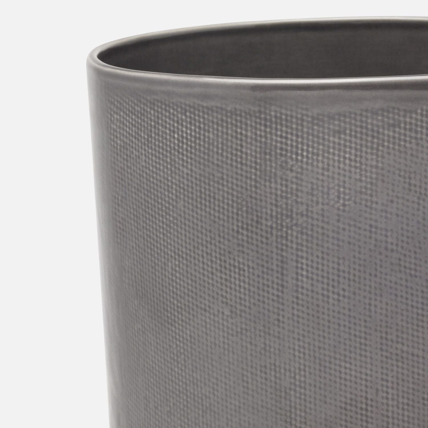 Cordoba, Gray Burlap, Wastebasket, Round, Ceramic