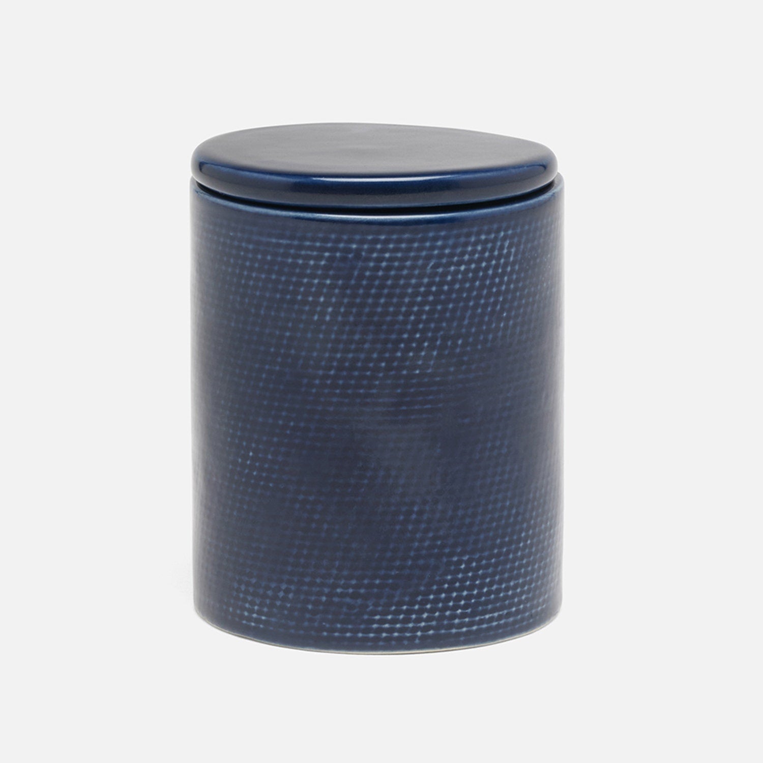 Cordoba, Navy Burlap, Canister, Round, Ceramic
