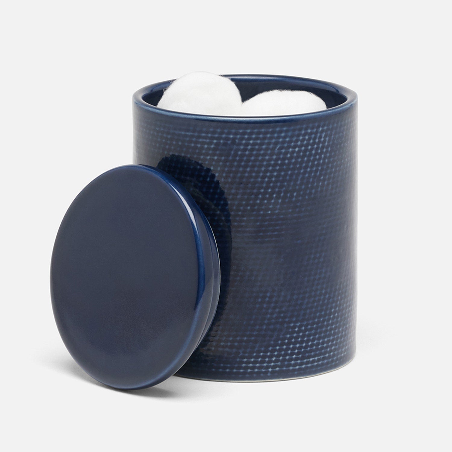 Cordoba, Navy Burlap, Canister, Round, Ceramic