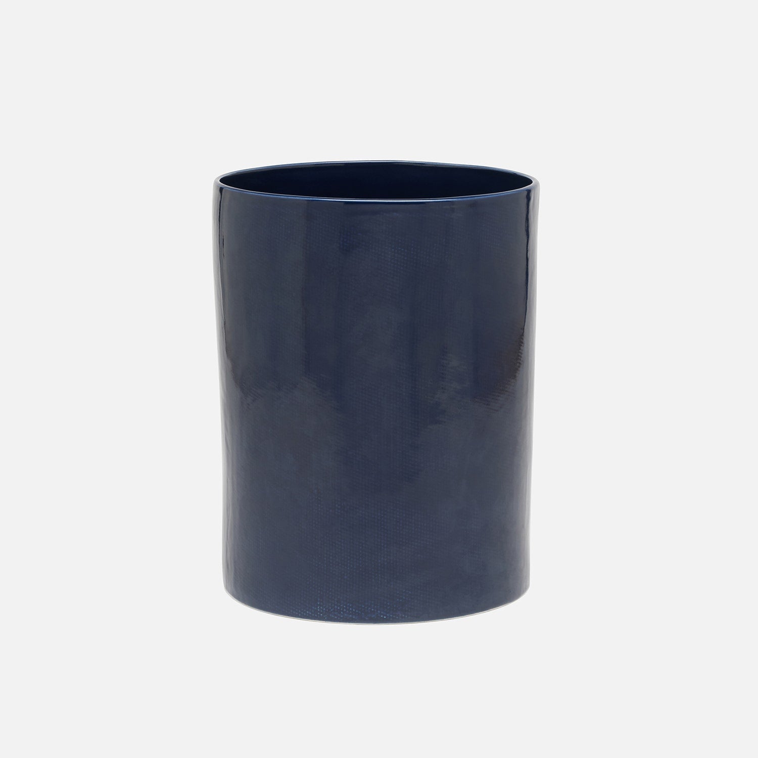Cordoba, Navy Burlap, Wastebasket, Round, Ceramic
