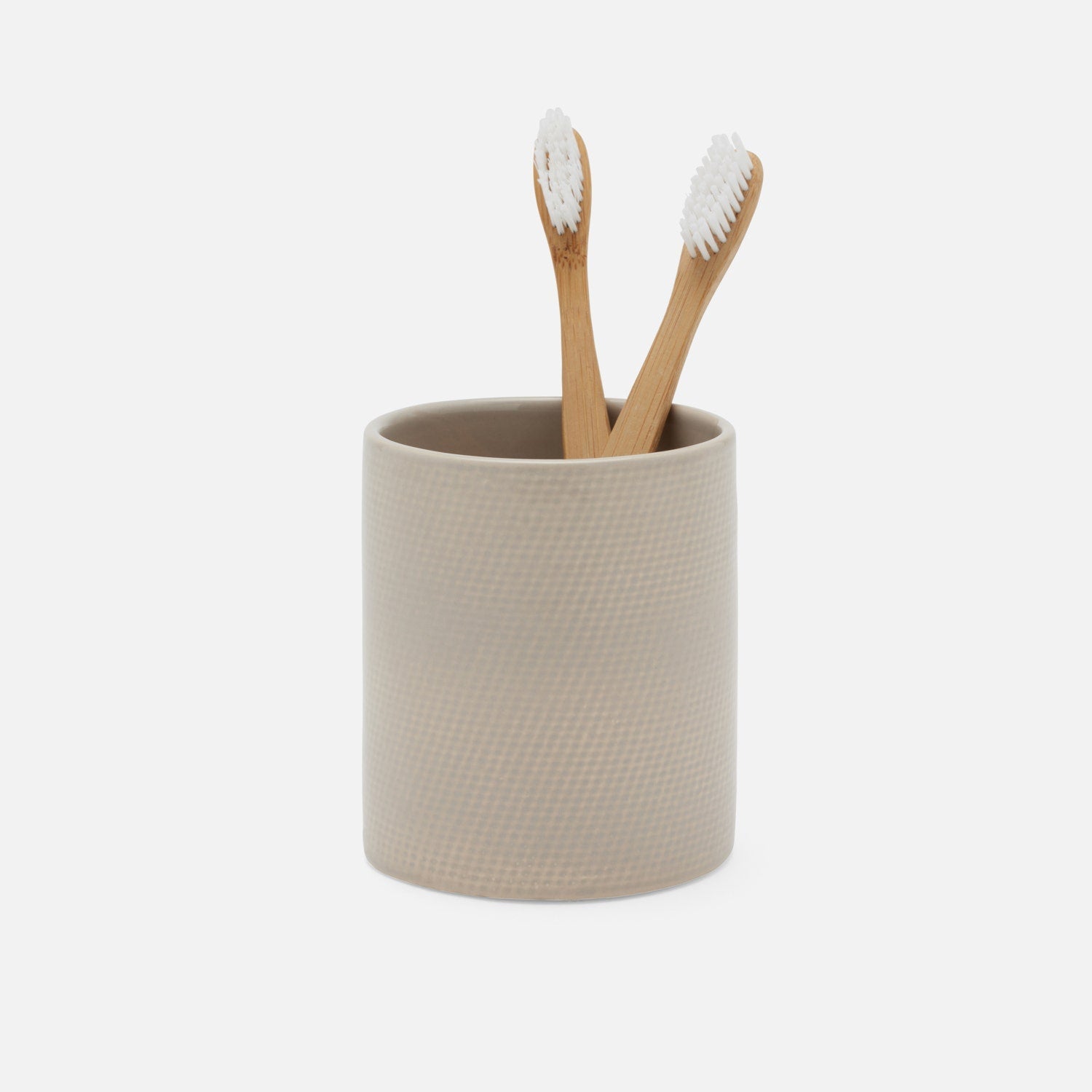 Cordoba, Sand Burlap, Brush Holder, Round, Ceramic