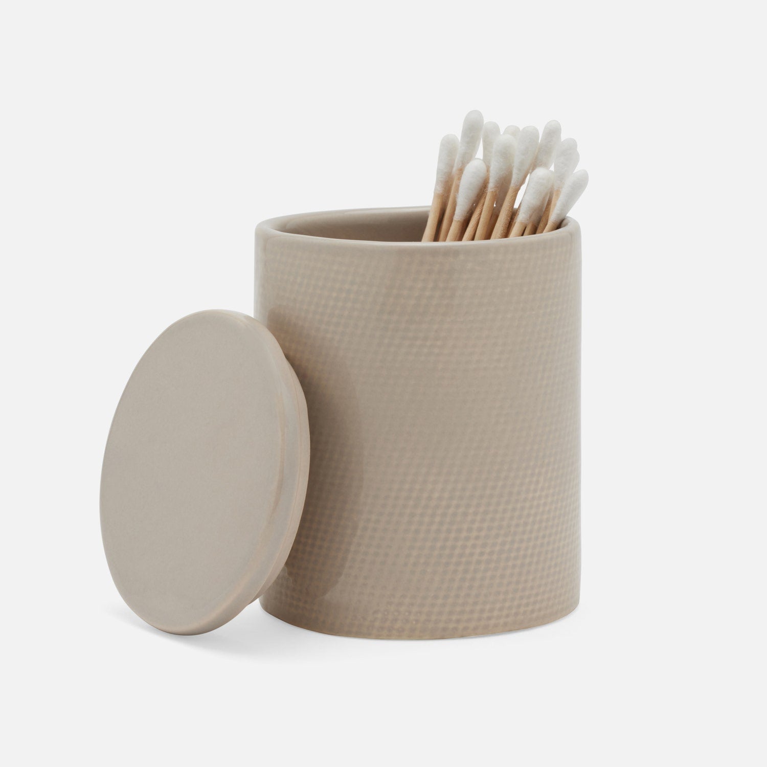 Cordoba, Sand Burlap, Canister, Round, Ceramic