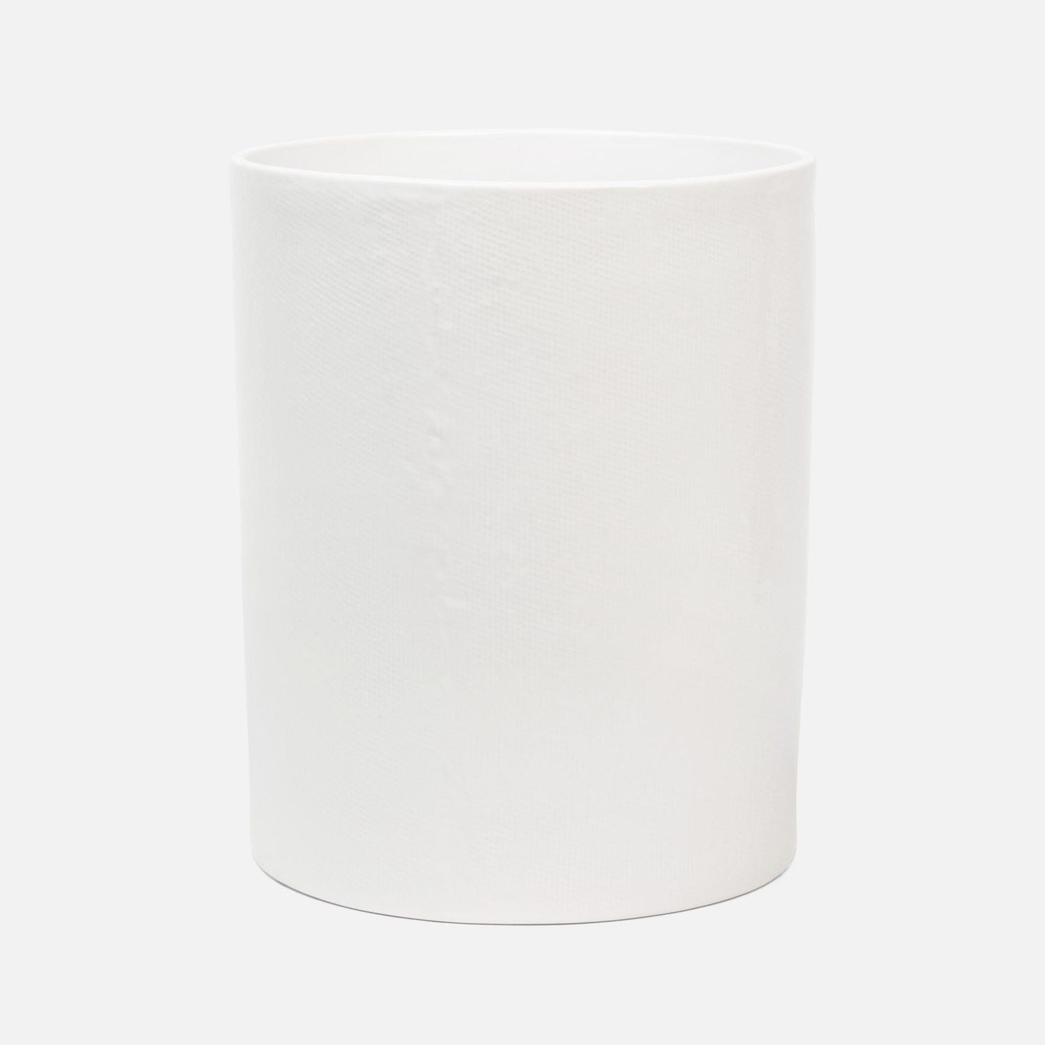 Cordoba, White Burlap, Wastebasket Round, Ceramic