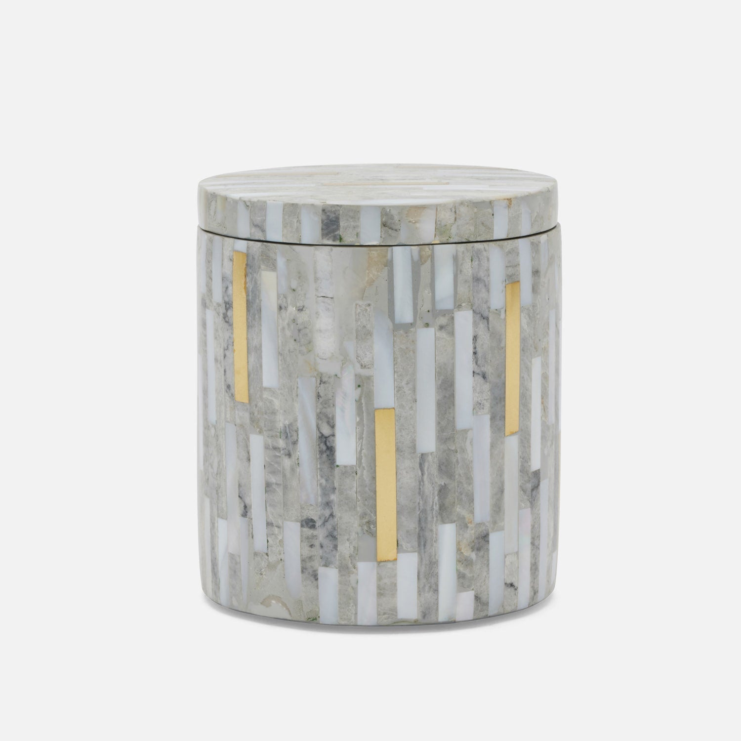 Cortona, Gray, Brass Mix W/ Shell, Canister, Round
