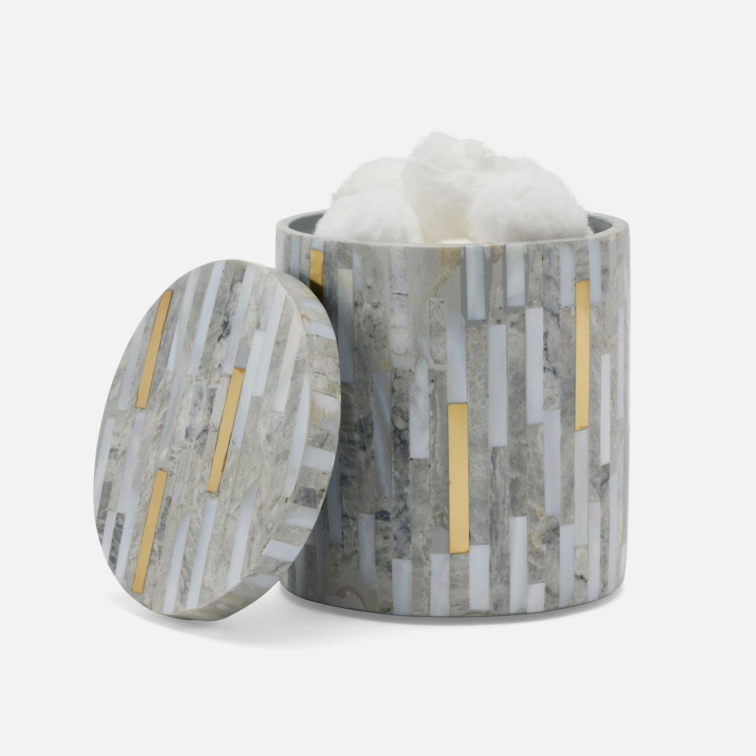 Cortona, Gray, Brass Mix W/ Shell, Canister, Round