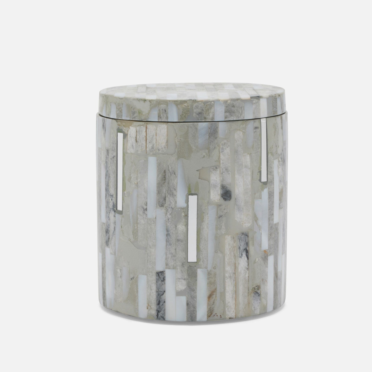 Cortona, Gray, Silver Mix W/ Shell, Canister, Round