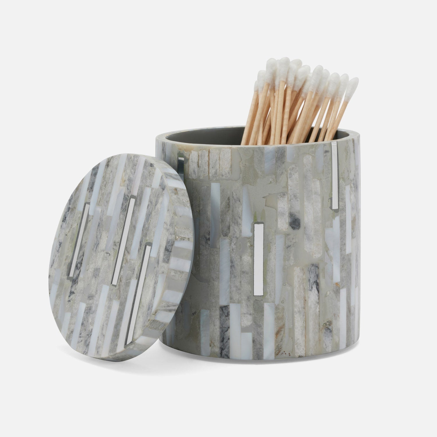 Cortona, Gray, Silver Mix W/ Shell, Canister, Round